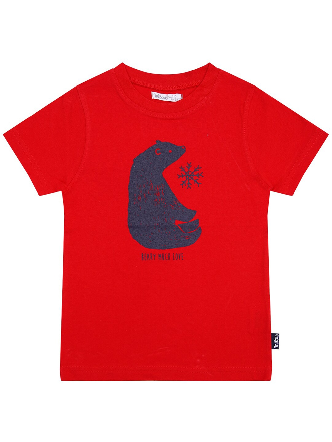 

milou Boys Red Navy Blue Printed Pure Cotton T-shirt