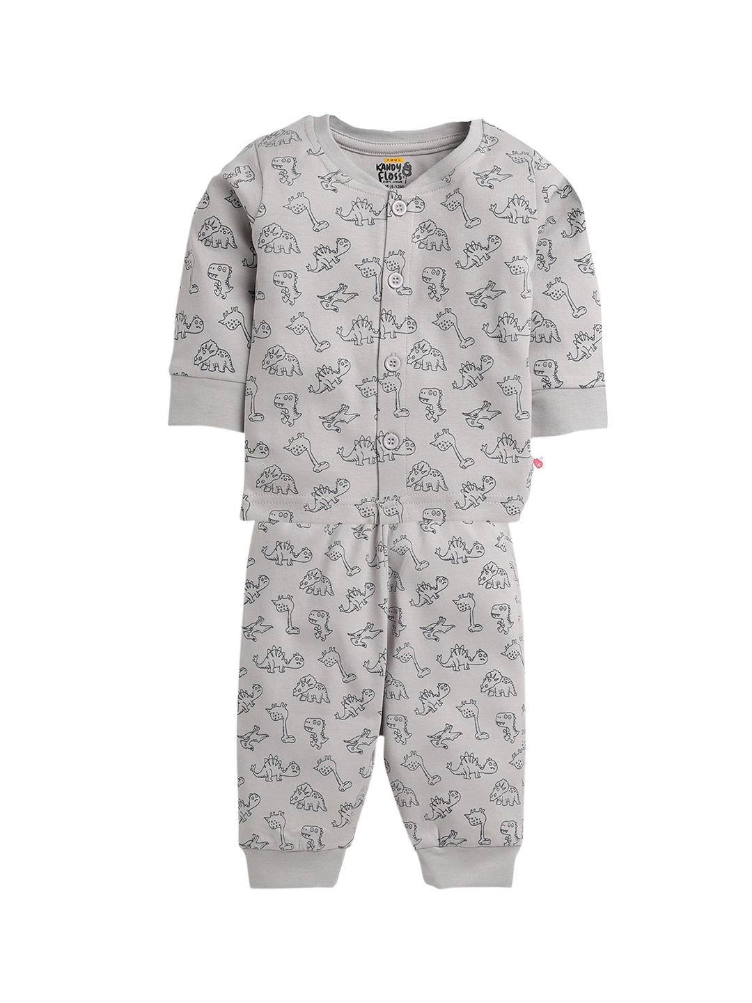 

AMUL Kandyfloss Unisex Kids Grey Cotton Printed Printed Night Suit