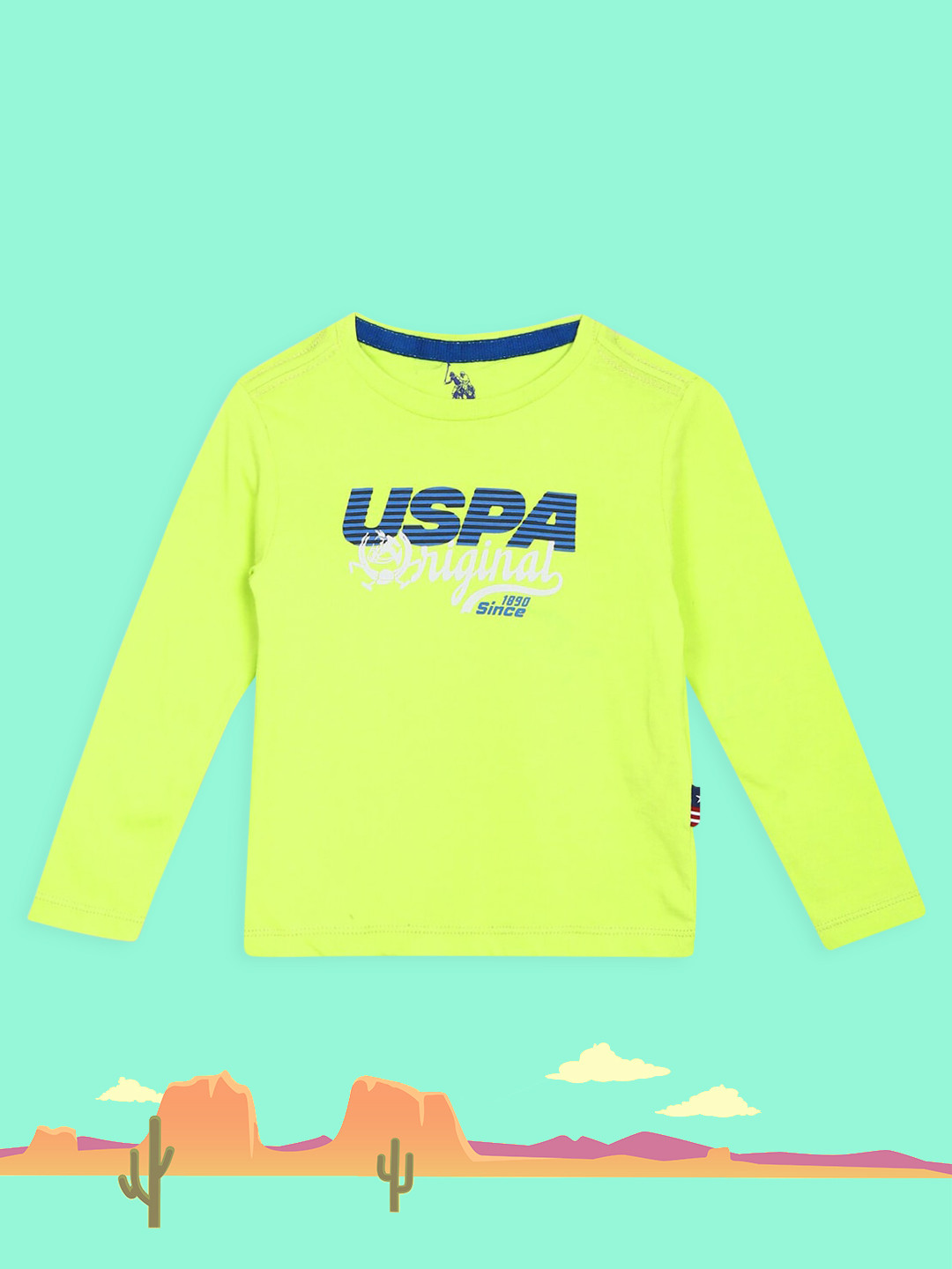 

U.S. Polo Assn. Kids Boys Green & Blue Typography Printed T-shirt