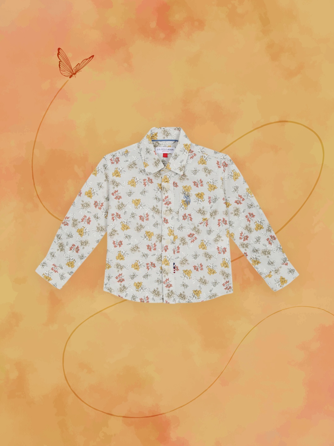 

U.S. Polo Assn. Kids Boys Beige Opaque Floral Printed Casual Shirt