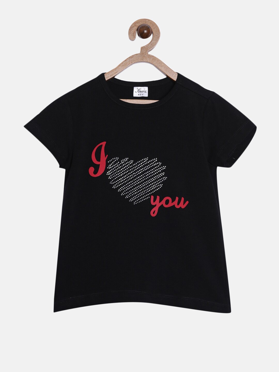 

Kryptic Girls Black Printed Pure Cotton T-shirt