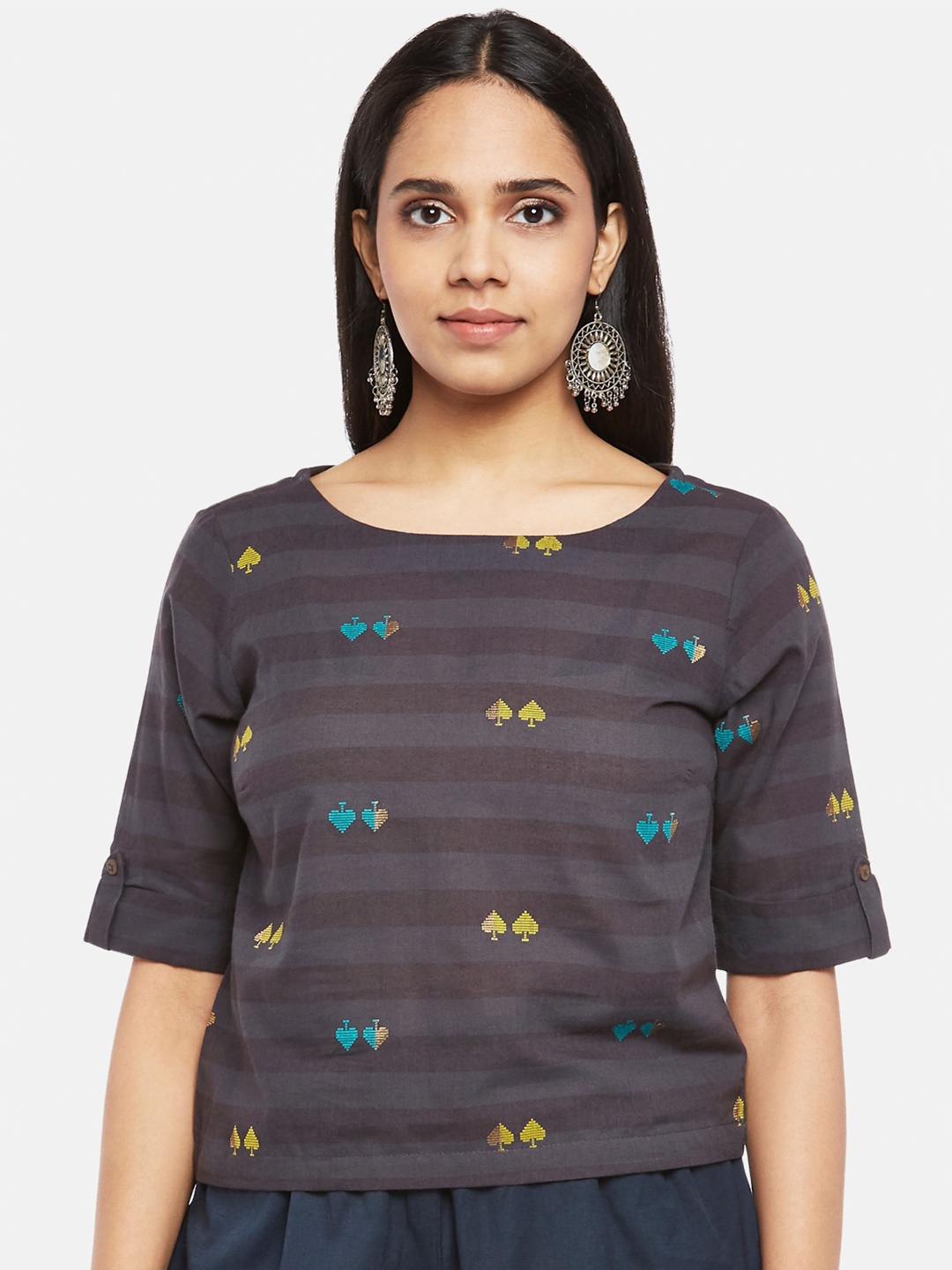 

AKKRITI BY PANTALOONS Charcoal Regular Top