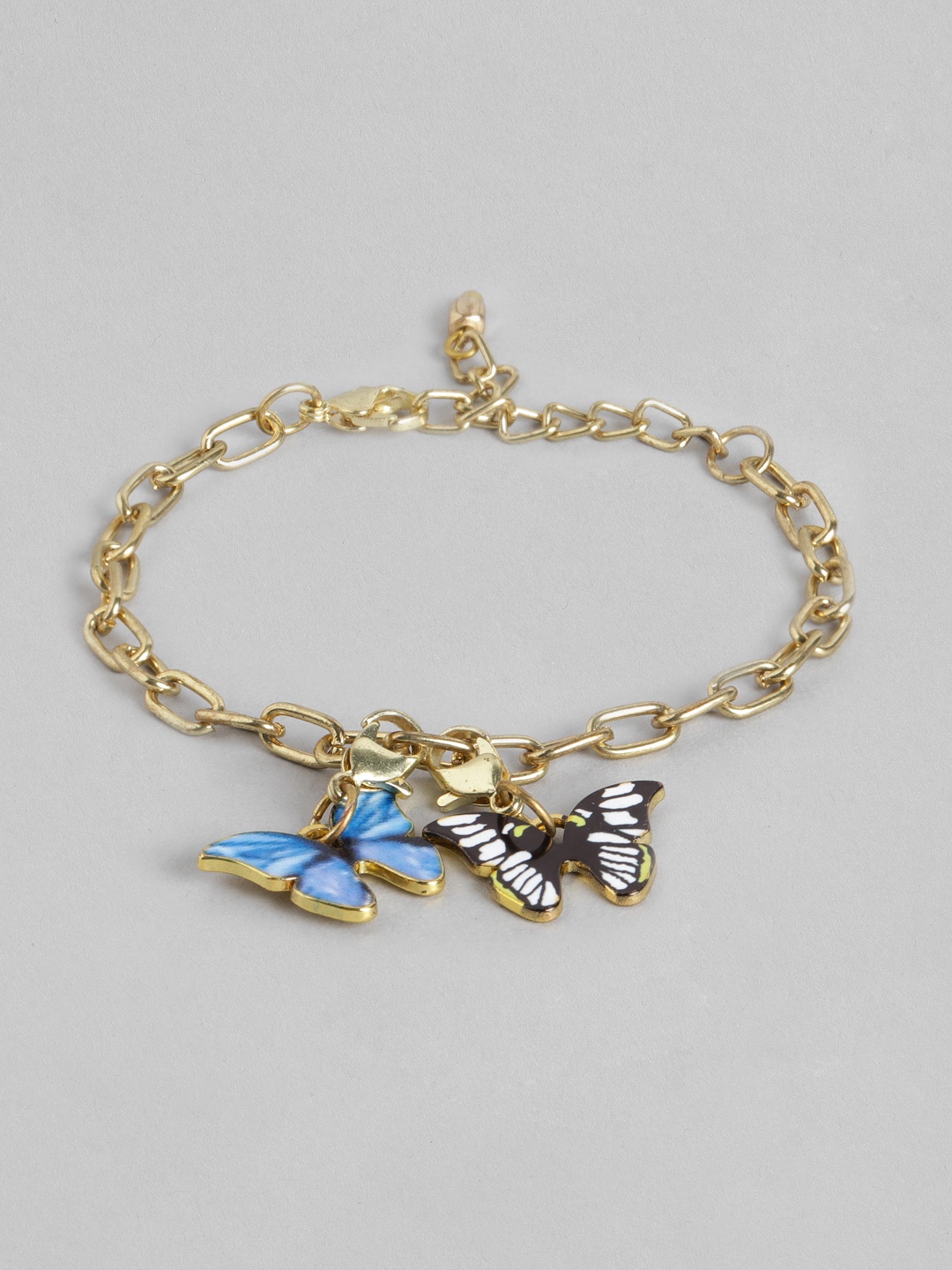 

Blueberry Women Blue Gold-Plated Butterflies Pendant Charm Bracelet