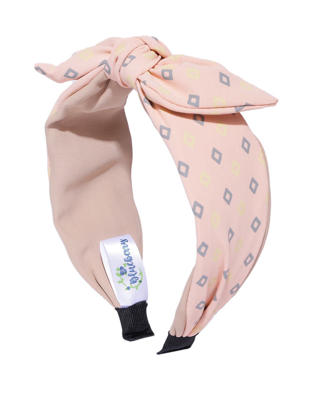 

Blueberry Women Peach-Coloured Printed Knoted Hairband