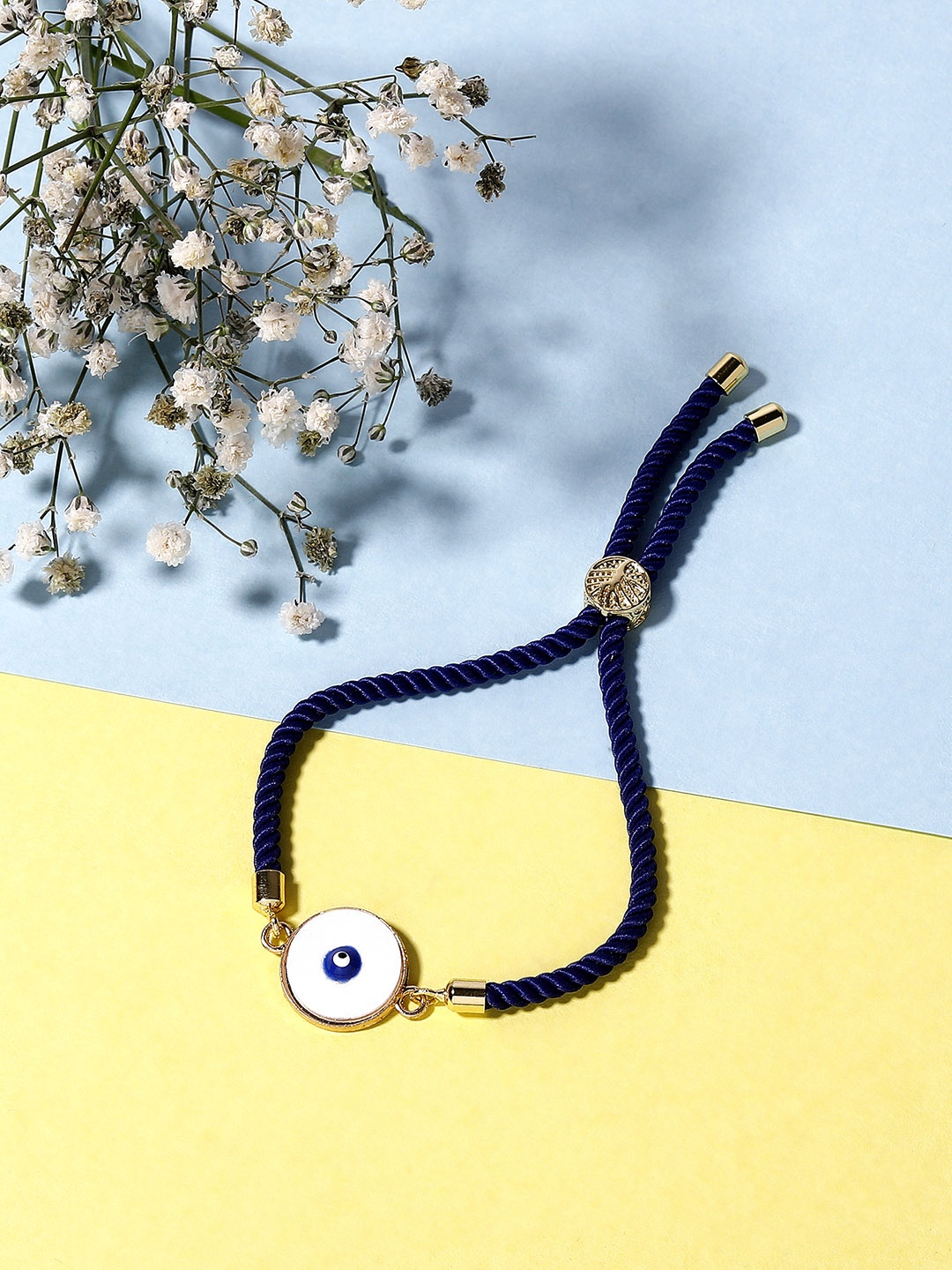

Blueberry Women Navy Blue Gold-Plated Evil Eye Meenakari Bracelet