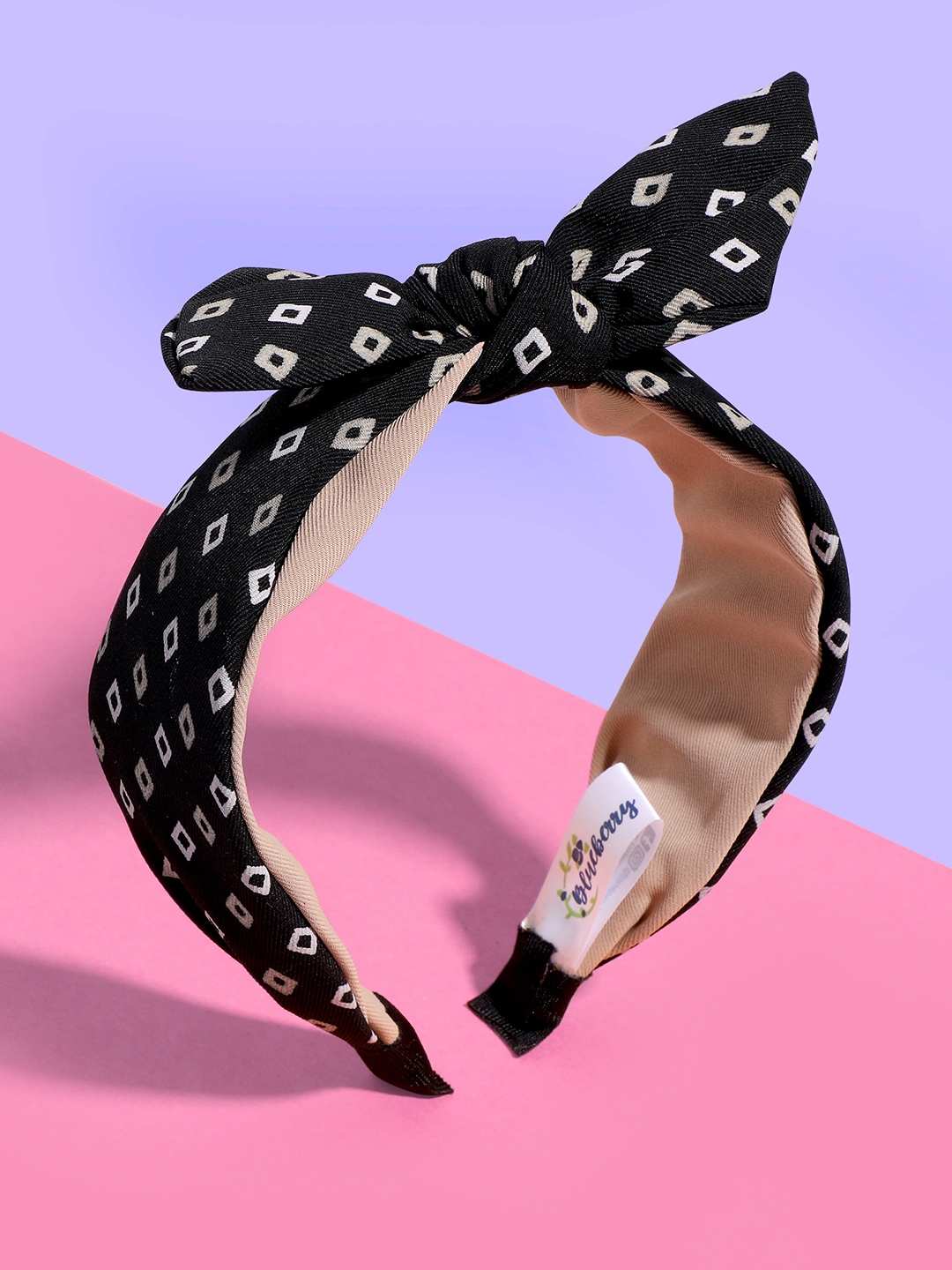 

Blueberry Women Black Printed Knot Hairband
