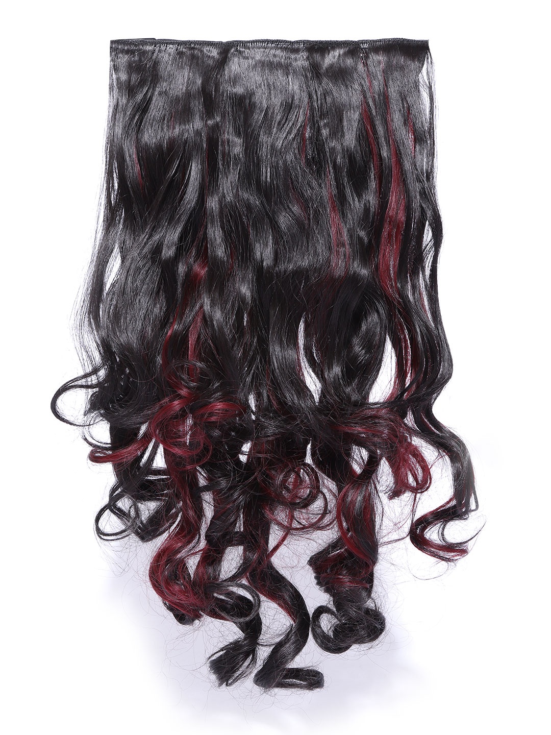 

Blueberry Women Black & Burgundy Wavy Hair Extension With 5 Clips