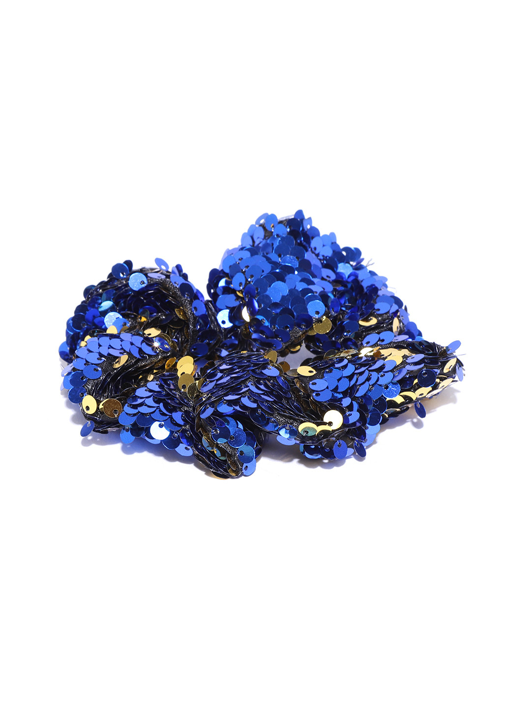 

Blueberry Women Blue & Golden Sequin Embellished Scrunchies