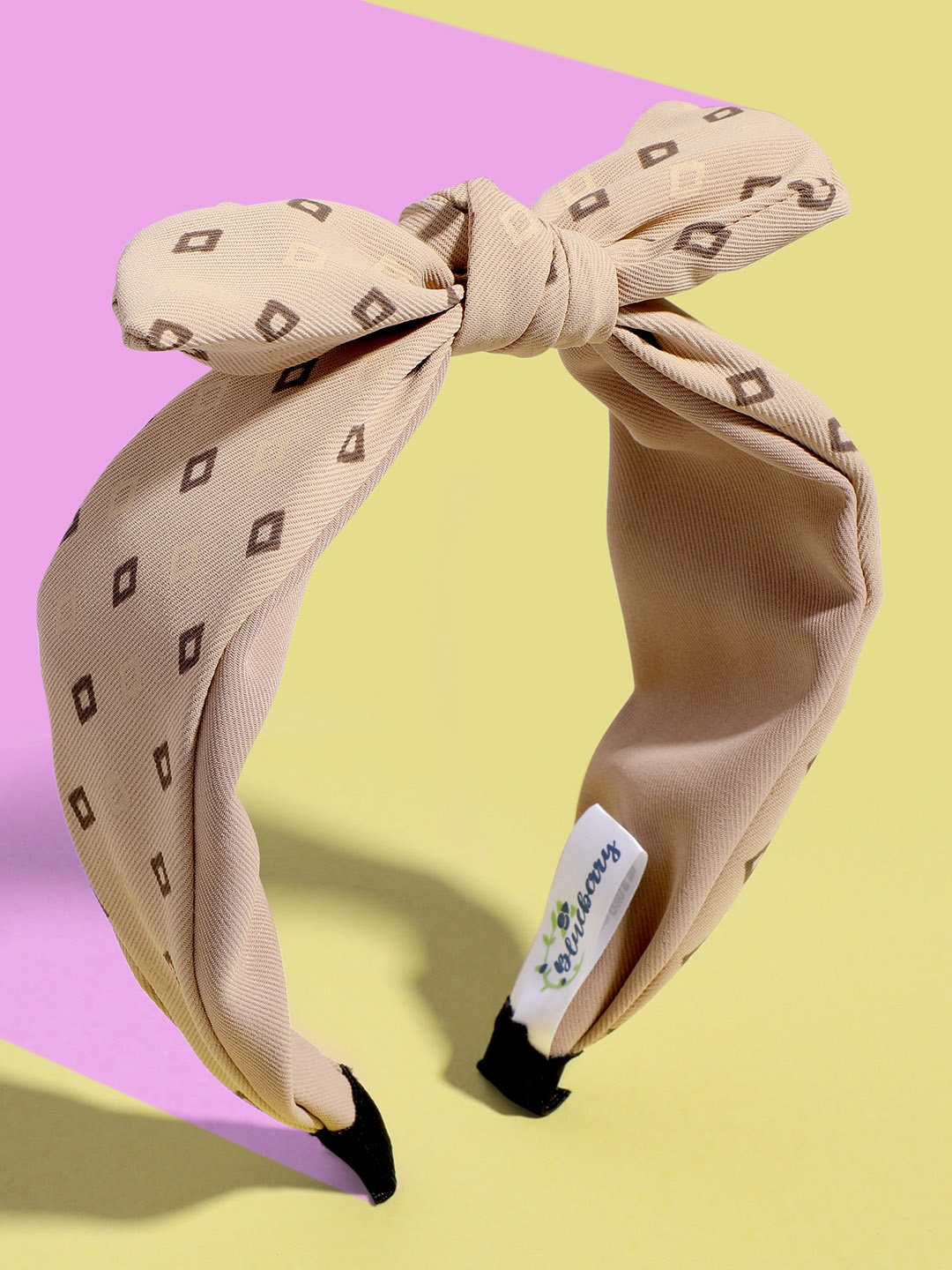 

Blueberry Women Beige Printed Knot Hairband