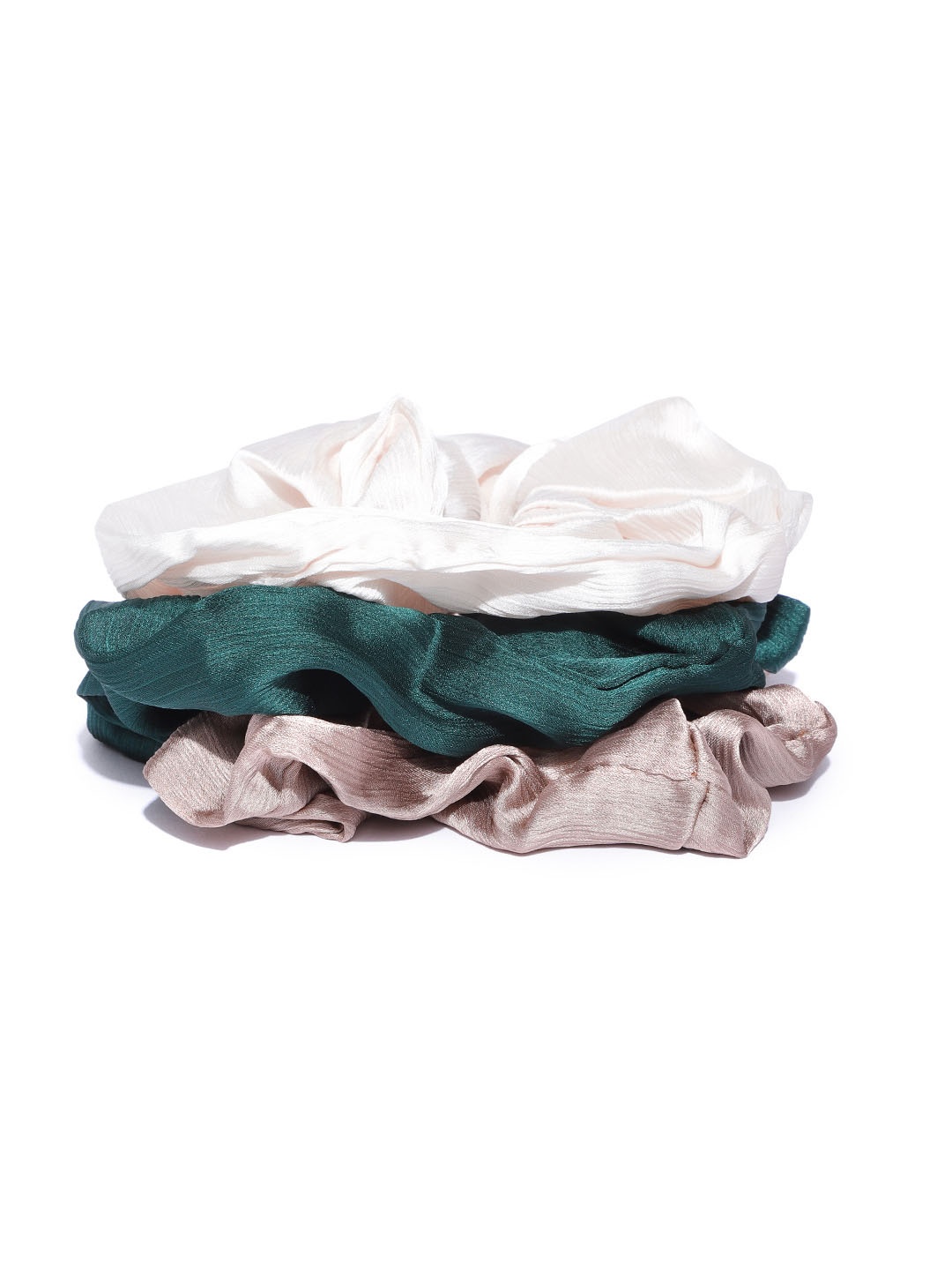 

Blueberry Women Set of 3 Satin Scrunchies, White