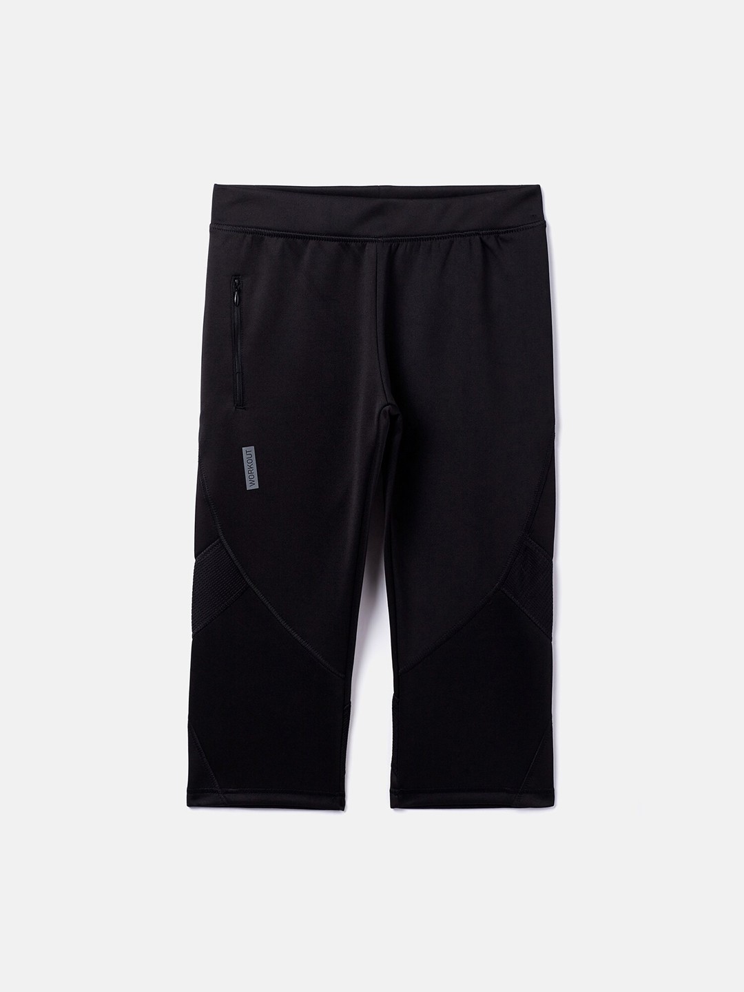 

Crimsoune Club Girls Black Solid Straight-Fit Three-Fourth Length Track Pants