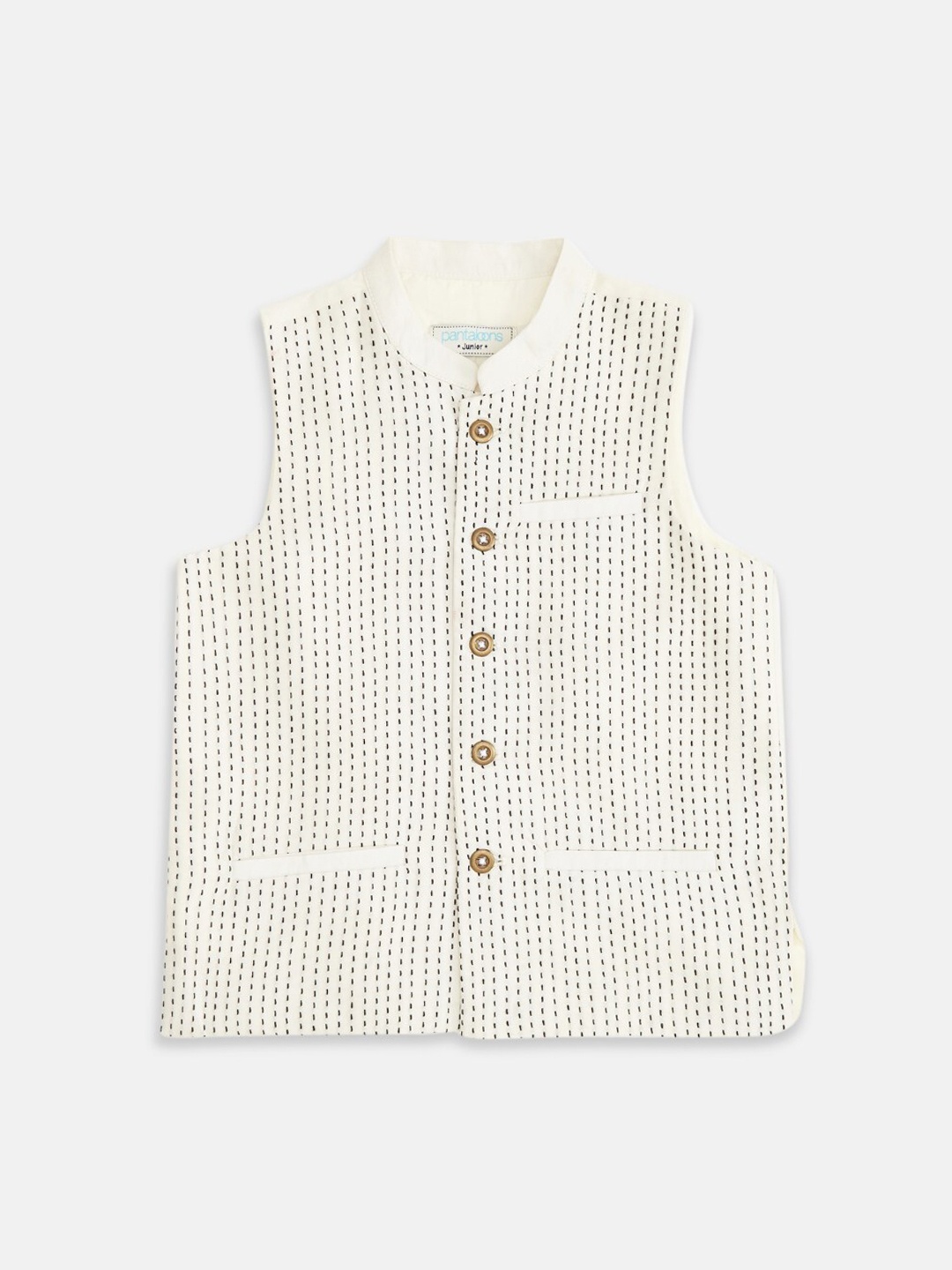 

indus route by Pantaloons Boys Off-White Woven Design Waistcoat