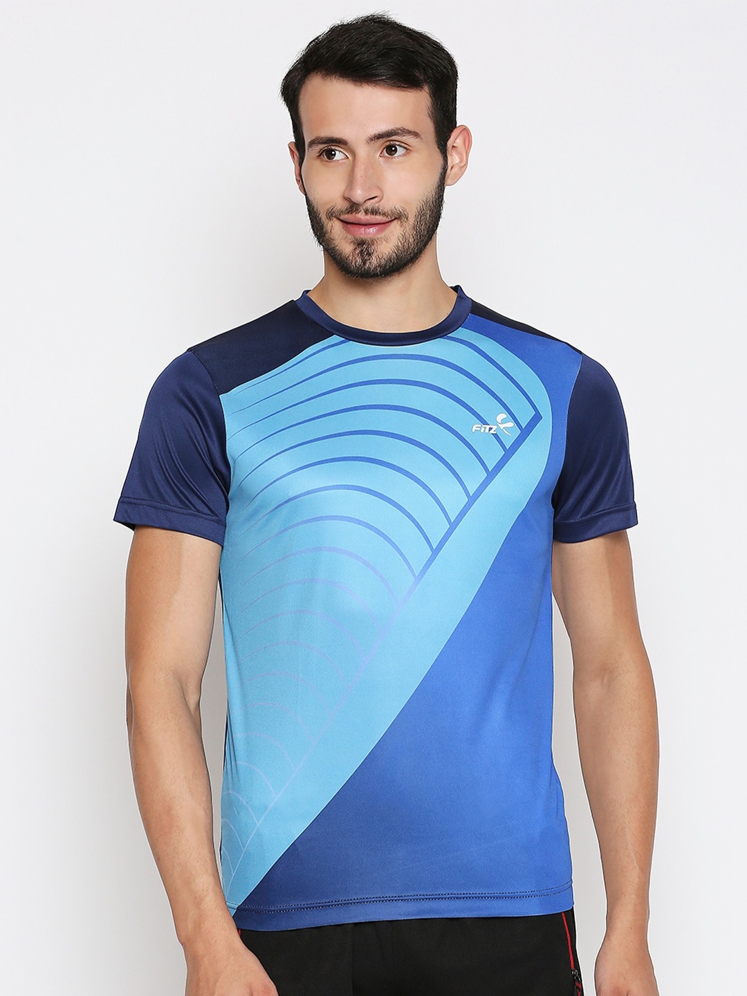 

FiTZ Men Blue Printed Slim Fit T-shirt