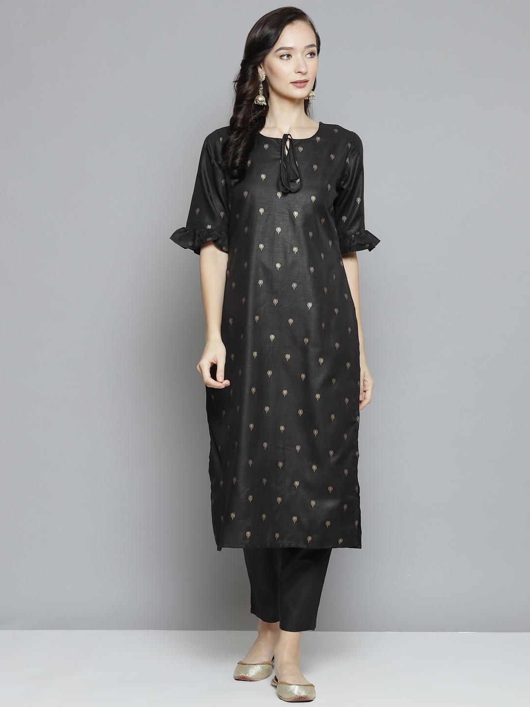 

Bhama Couture Women Black Regular Kurta with Palazzos