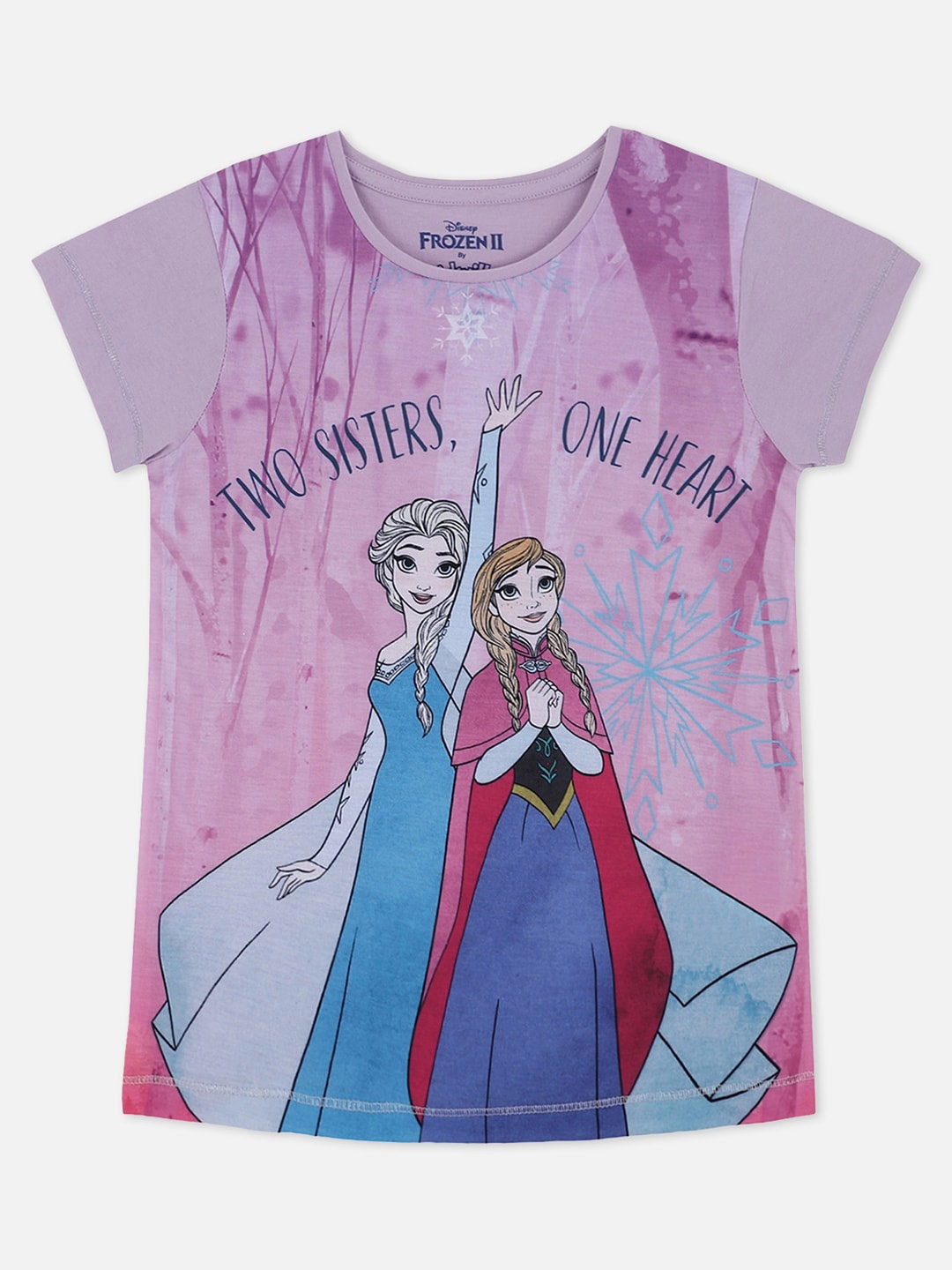 

Kids Ville Girls Purple Frozen Printed Pure Cotton T-shirt