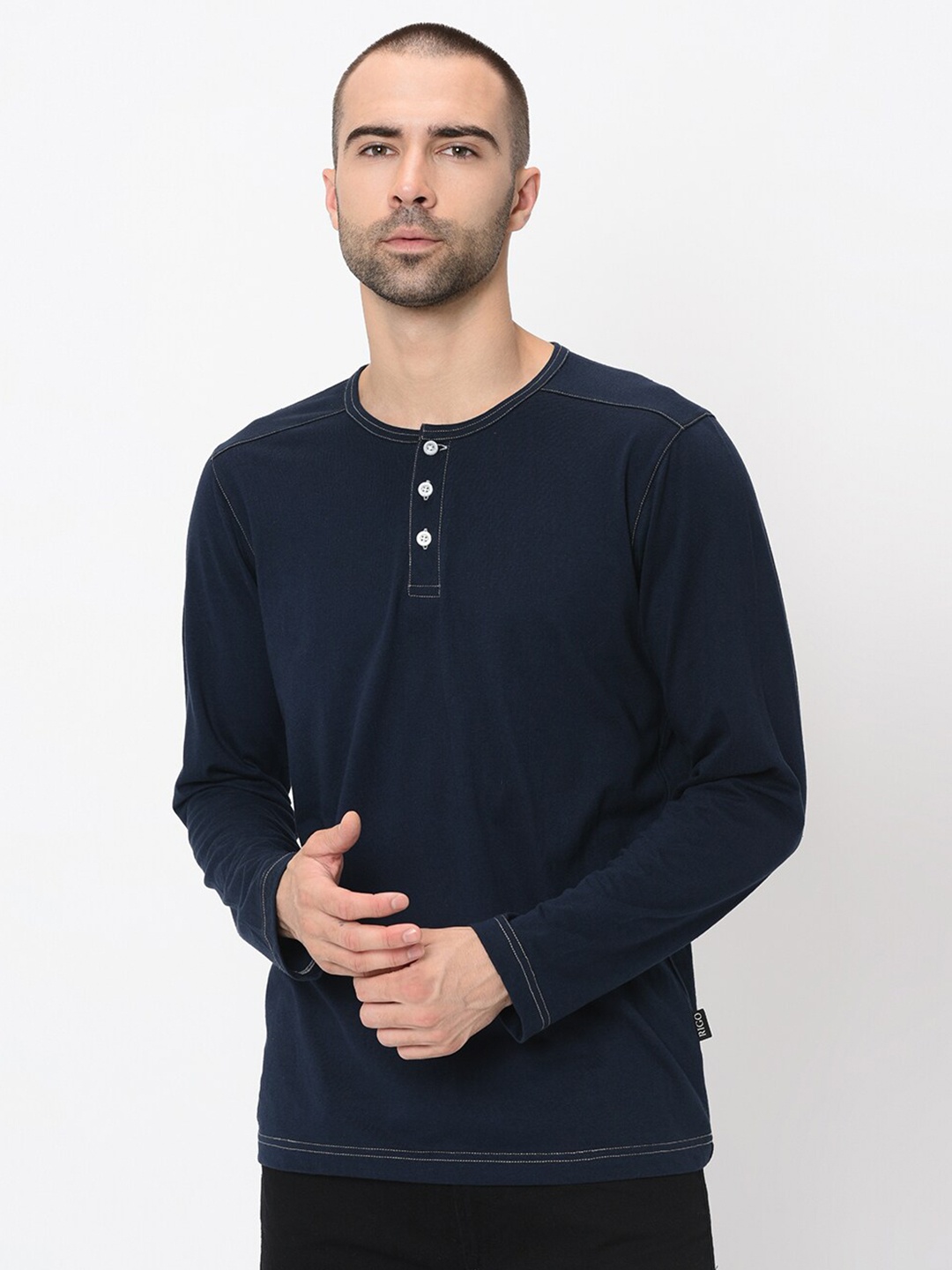 

Rigo Henley Neck Nautical Slim Fit T-shirt, Navy blue