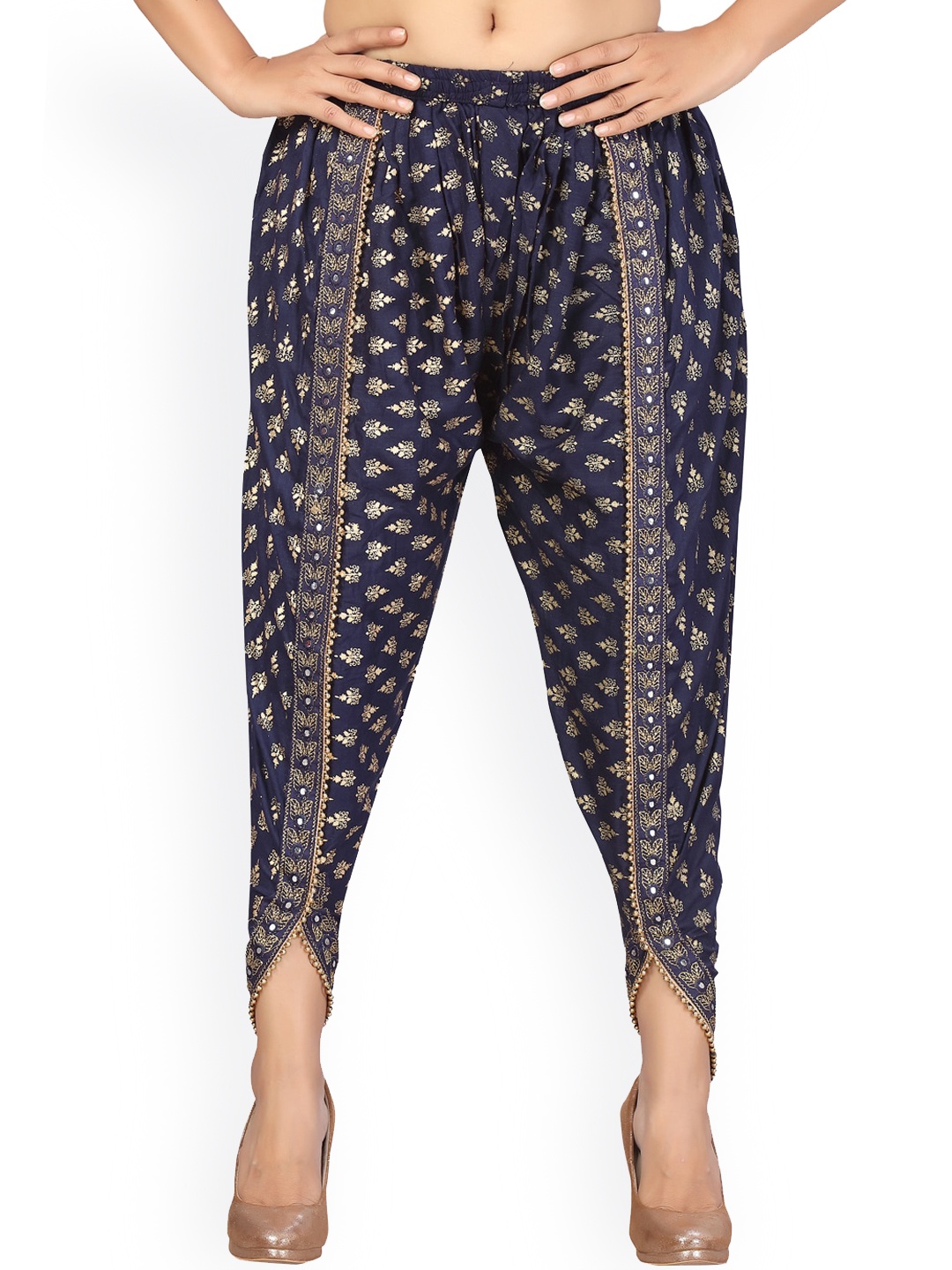 

Aarika Women Navy Blue & Gold-Coloured Printed Dhoti Pants