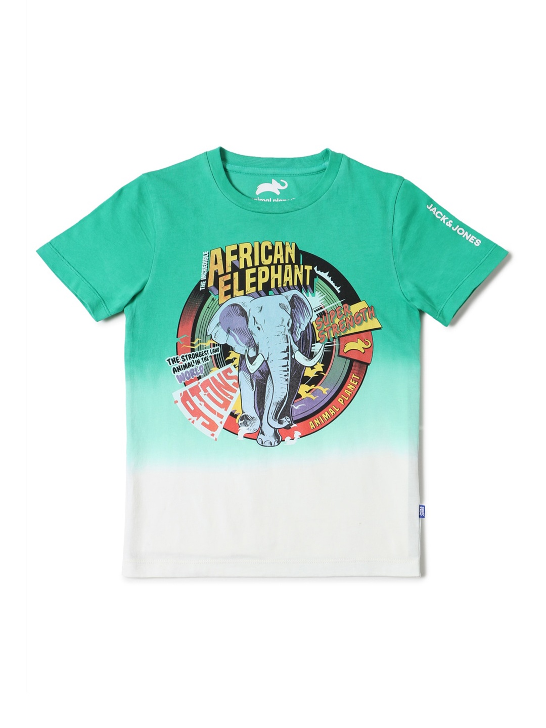 

Jack & Jones Boys Green & White Printed & Dyed T-shirt