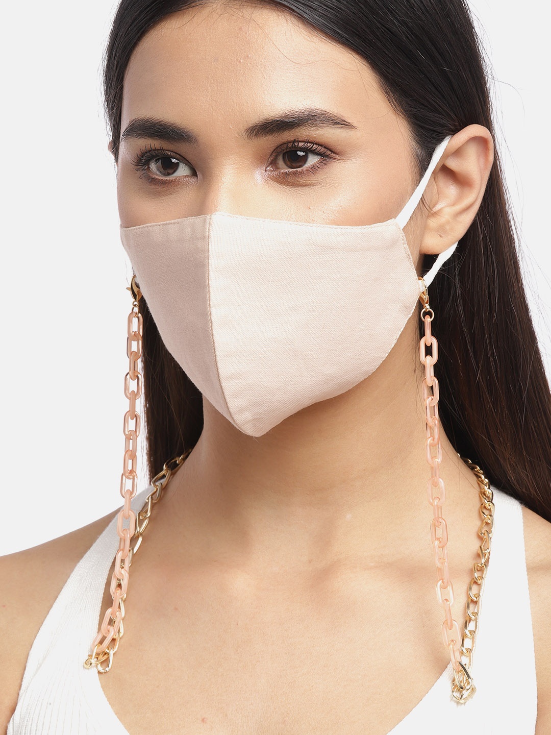 

Blueberry Women Peach Coloured 2 Ply Cotton Reusable Chain Mask