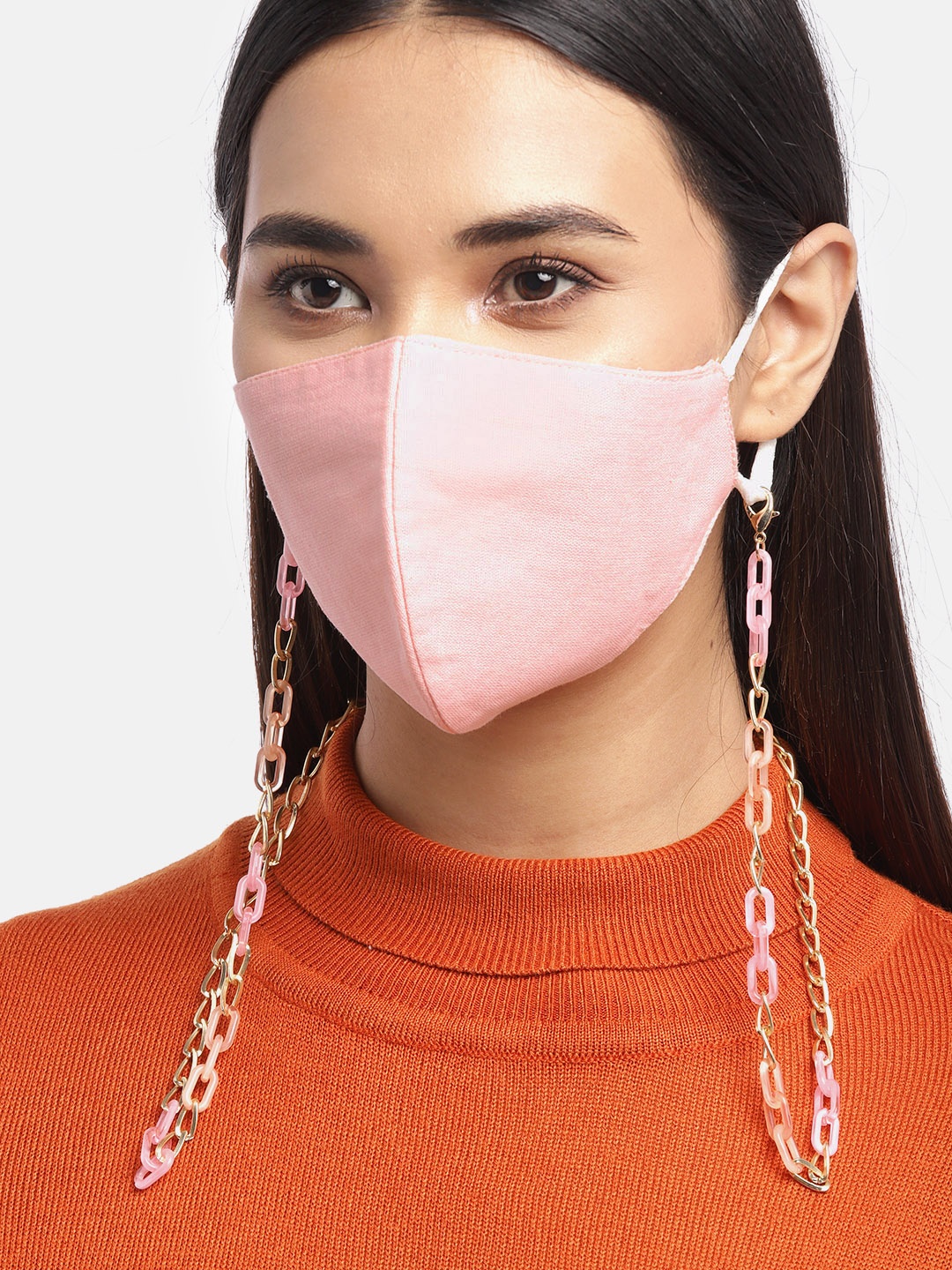 

Blueberry Women Pink 2 Ply Cotton Reusable Chain Mask