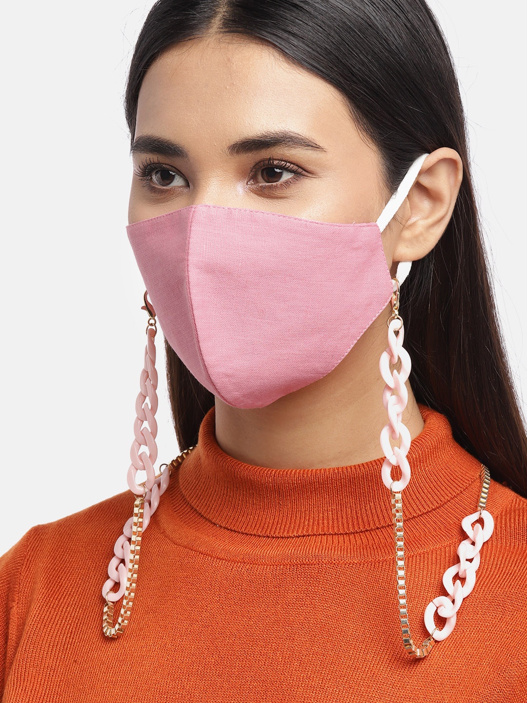 

Blueberry Women Pink 2 Ply Cotton Reusable Chain Mask