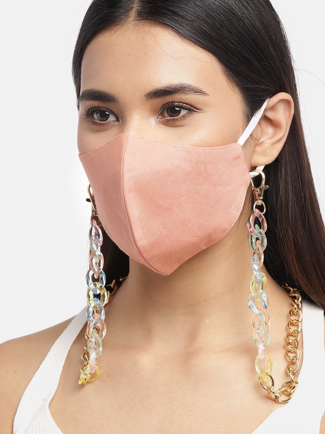 

Blueberry Women Pink 2 Ply Cotton Reusable Chain Mask