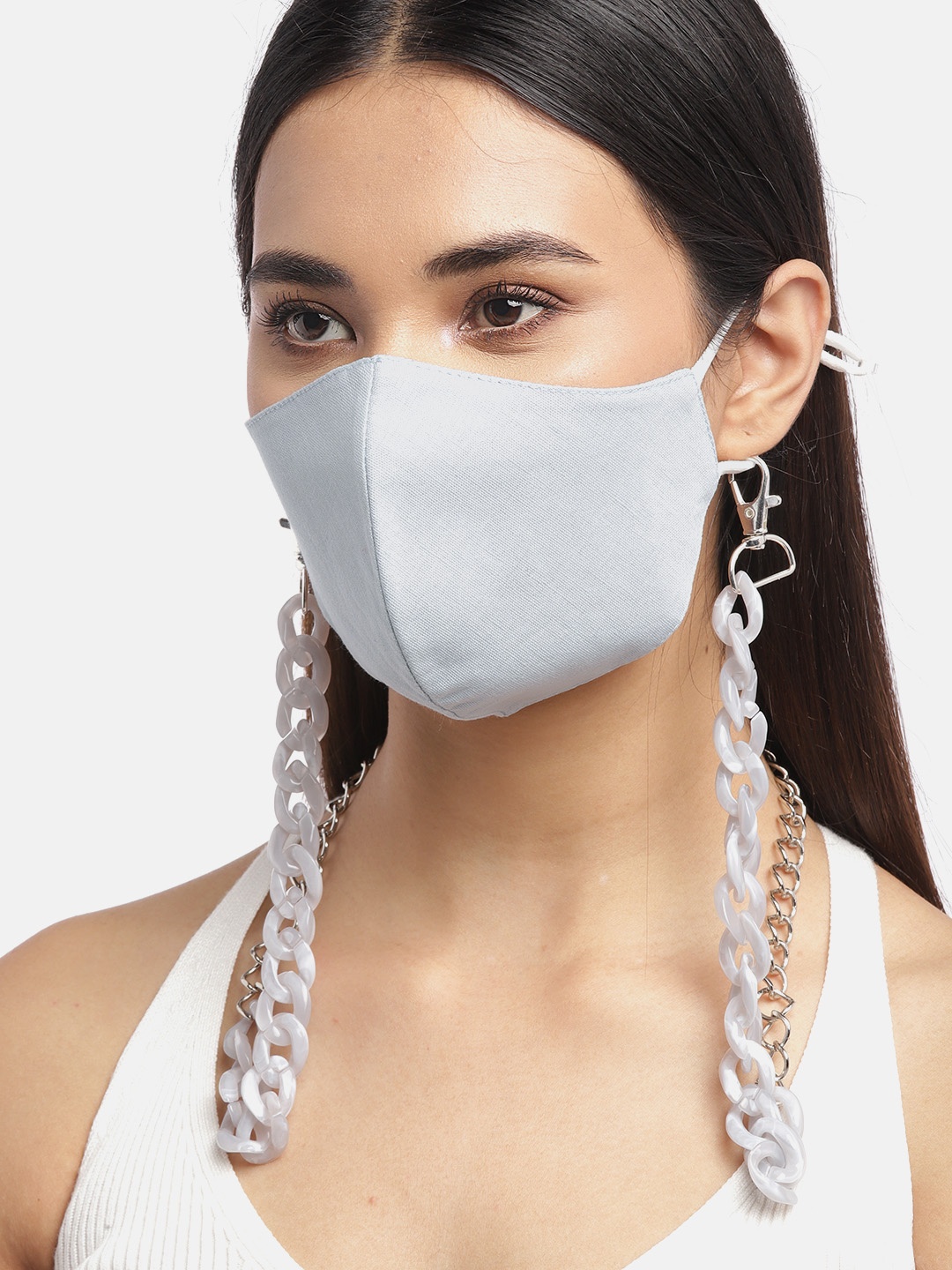 

Blueberry Women Grey 2 Ply Cotton Reusable Chain Mask