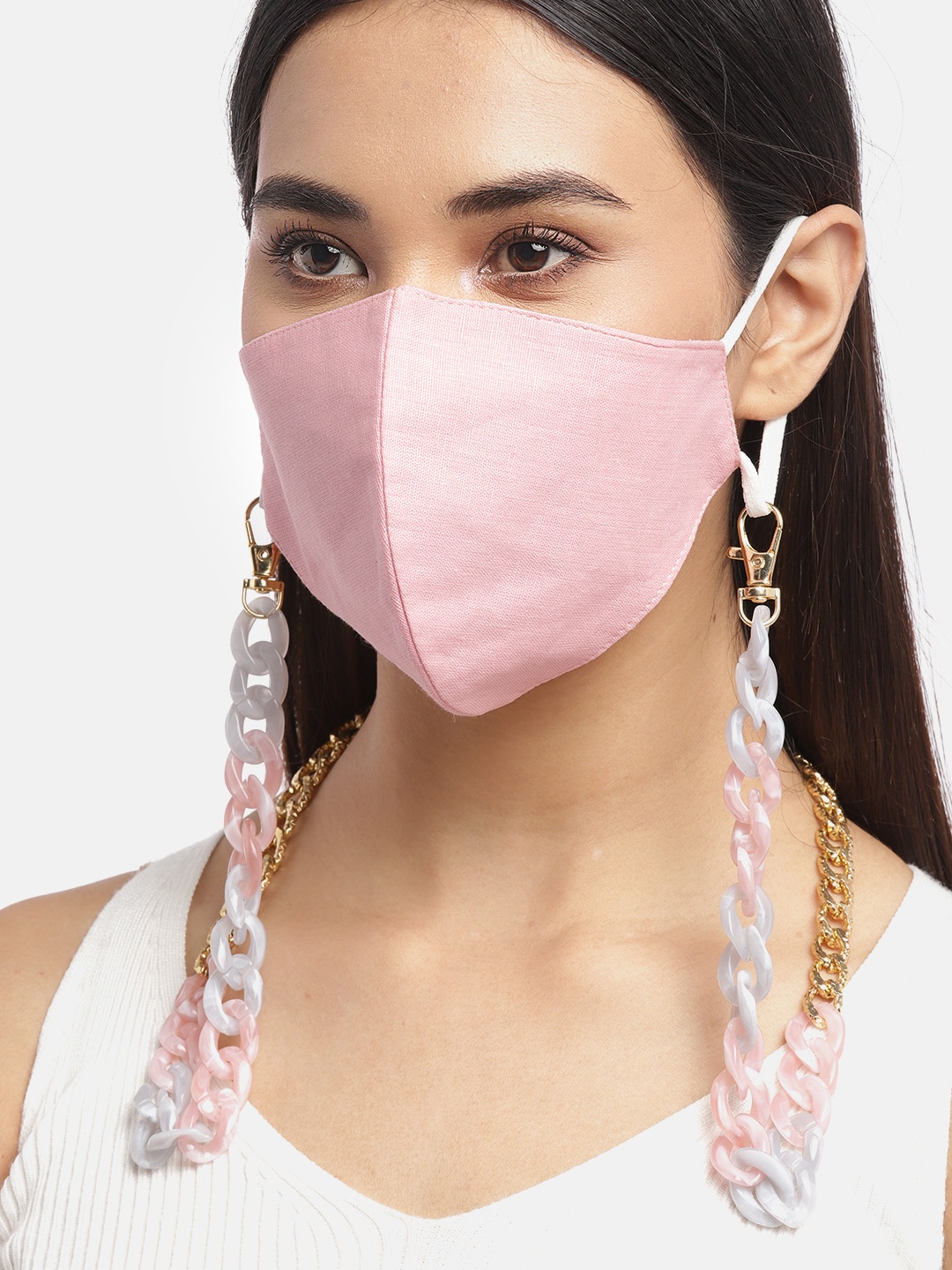 

Blueberry Women Peach Coloured 2 Ply Cotton Reusable Chain Mask