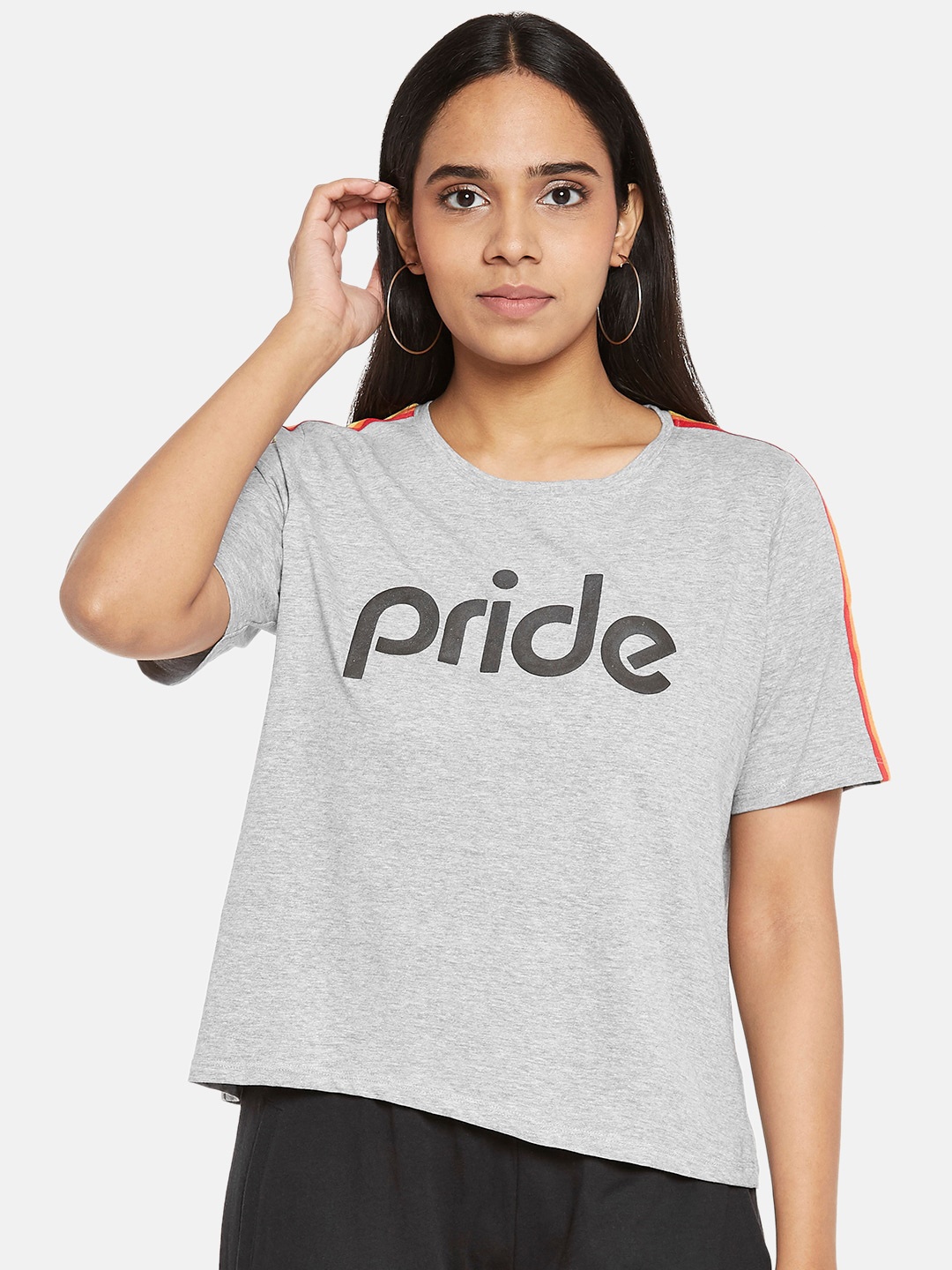 

People Women Grey Typography Printed T-shirt