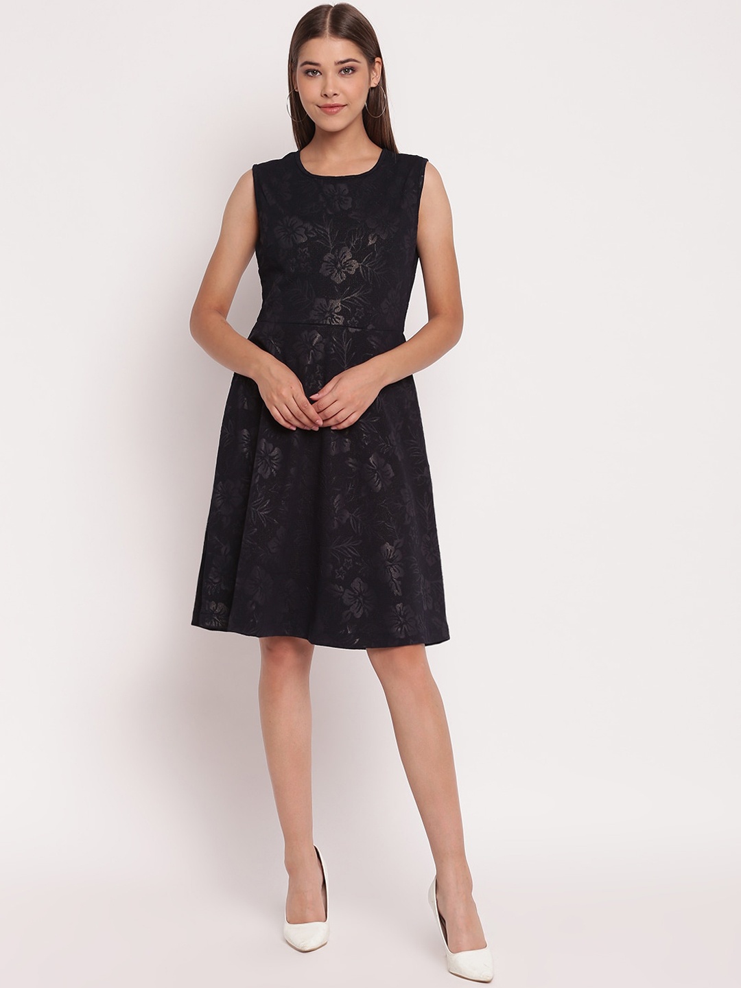 

AKIMIA Women Navy Blue Floral Dress