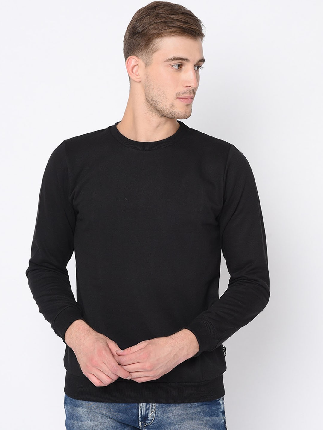 

Rigo Solid Pullover Casual Sweatshirt, Black