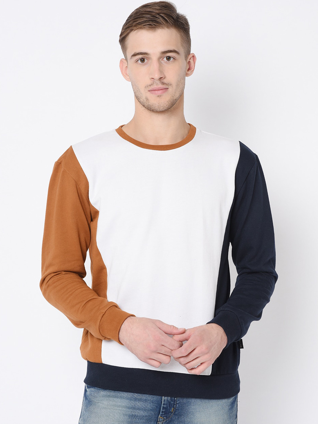

Rigo Men White Colourblocked Sweatshirt