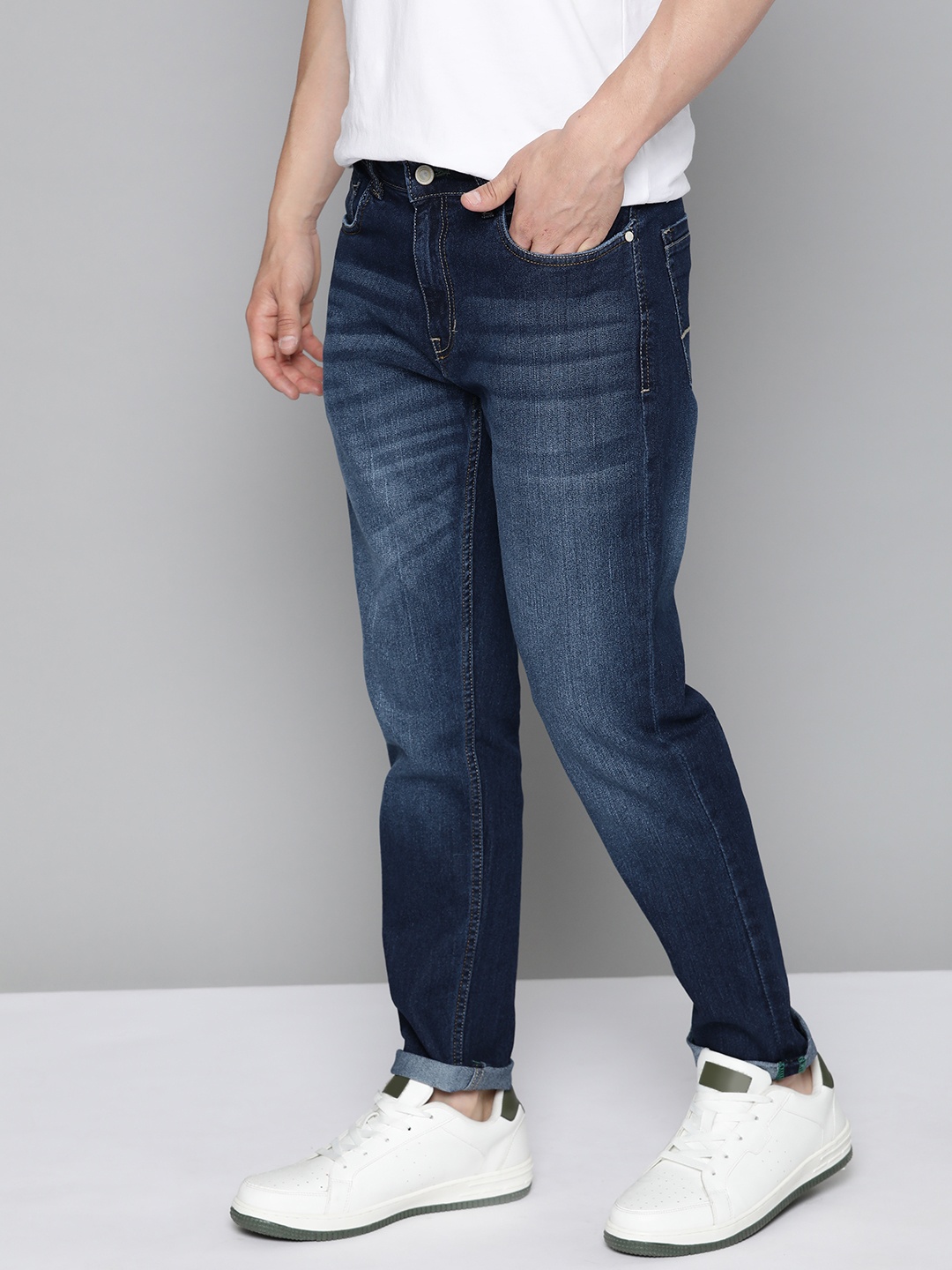 

M&H Our Water Men Navy Blue Slim Tapered Fit Light Fade Jeans