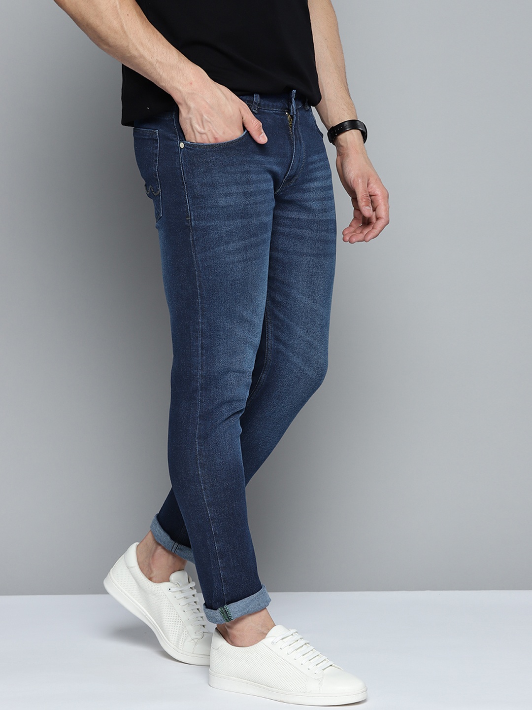 

M&H Our Water Men Navy Blue Skinny Fit Light Fade Stretchable Sustainable Jeans