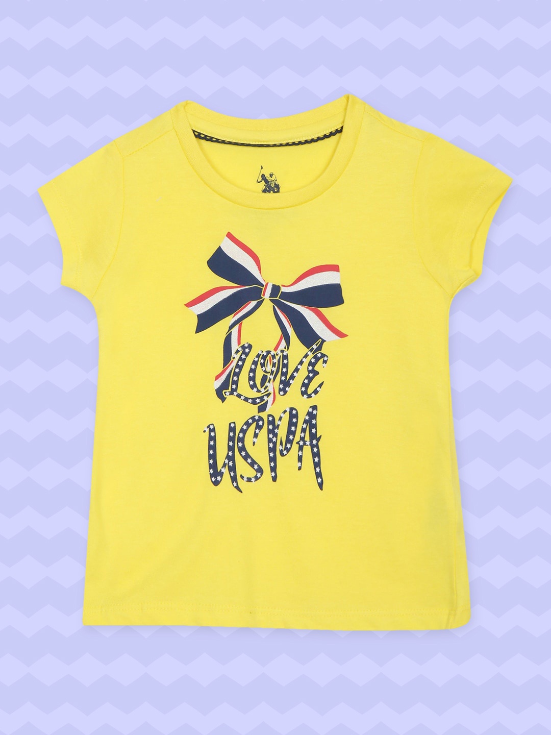 

U.S. Polo Assn. Kids Girls Yellow Printed Extended Sleeves T-shirt