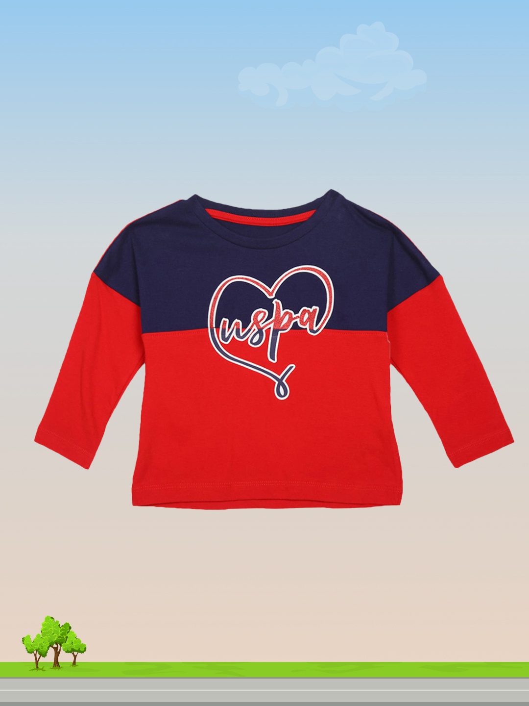 

U.S. Polo Assn. Kids Girls Blue & Red Colourblocked T-shirt