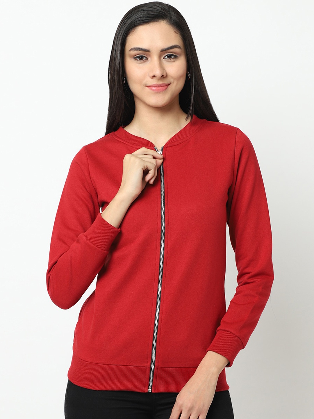 

Rigo Women Maroon Solid Sweatshirt