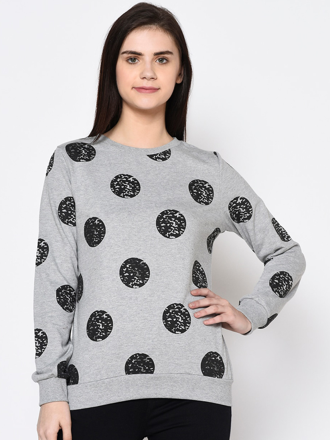 

Rigo Women Grey Printed Sweatshirt
