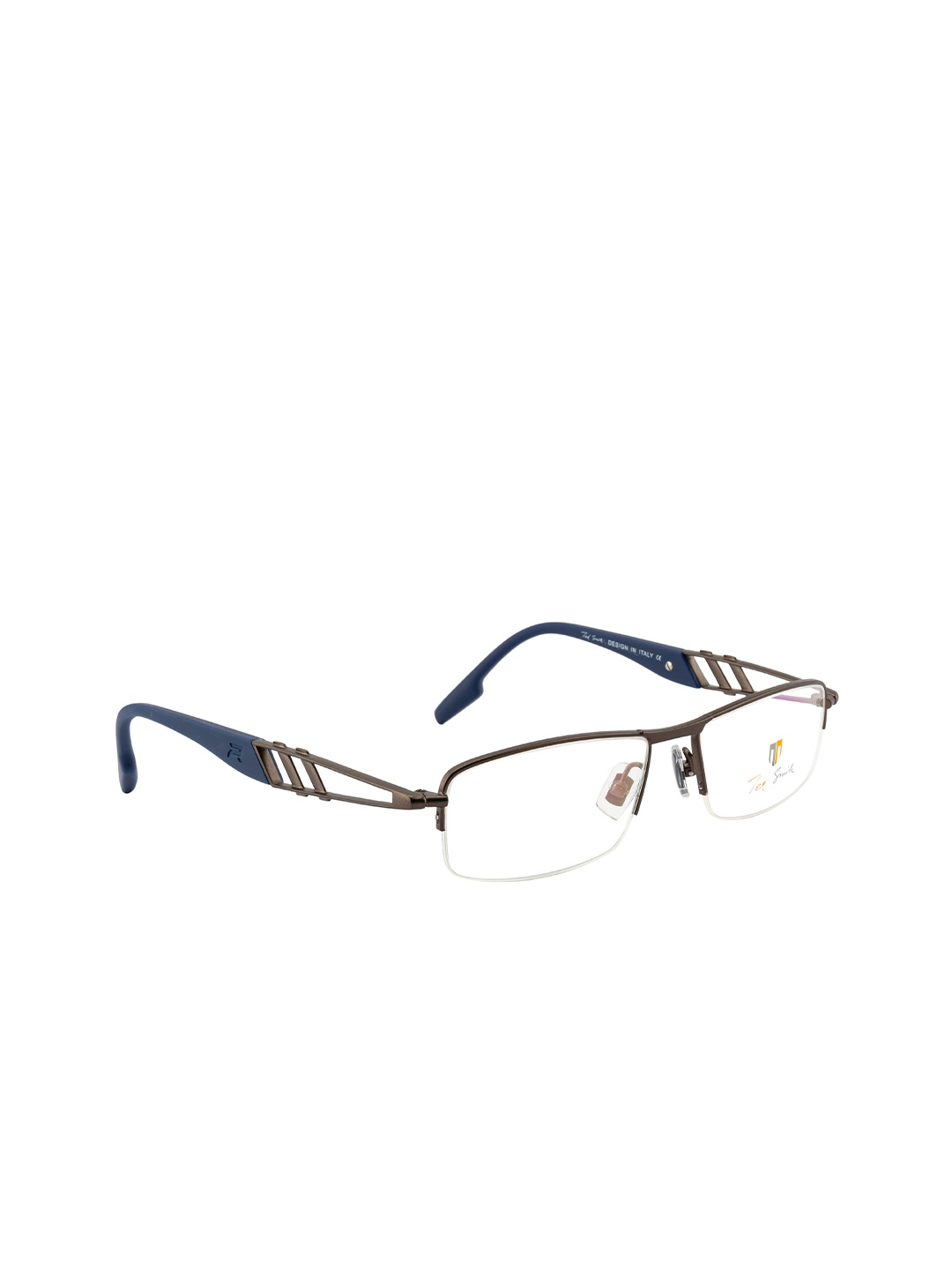 

Ted Smith Unisex Brown & Blue Half Rim Rectangle Frames Eyeglasses