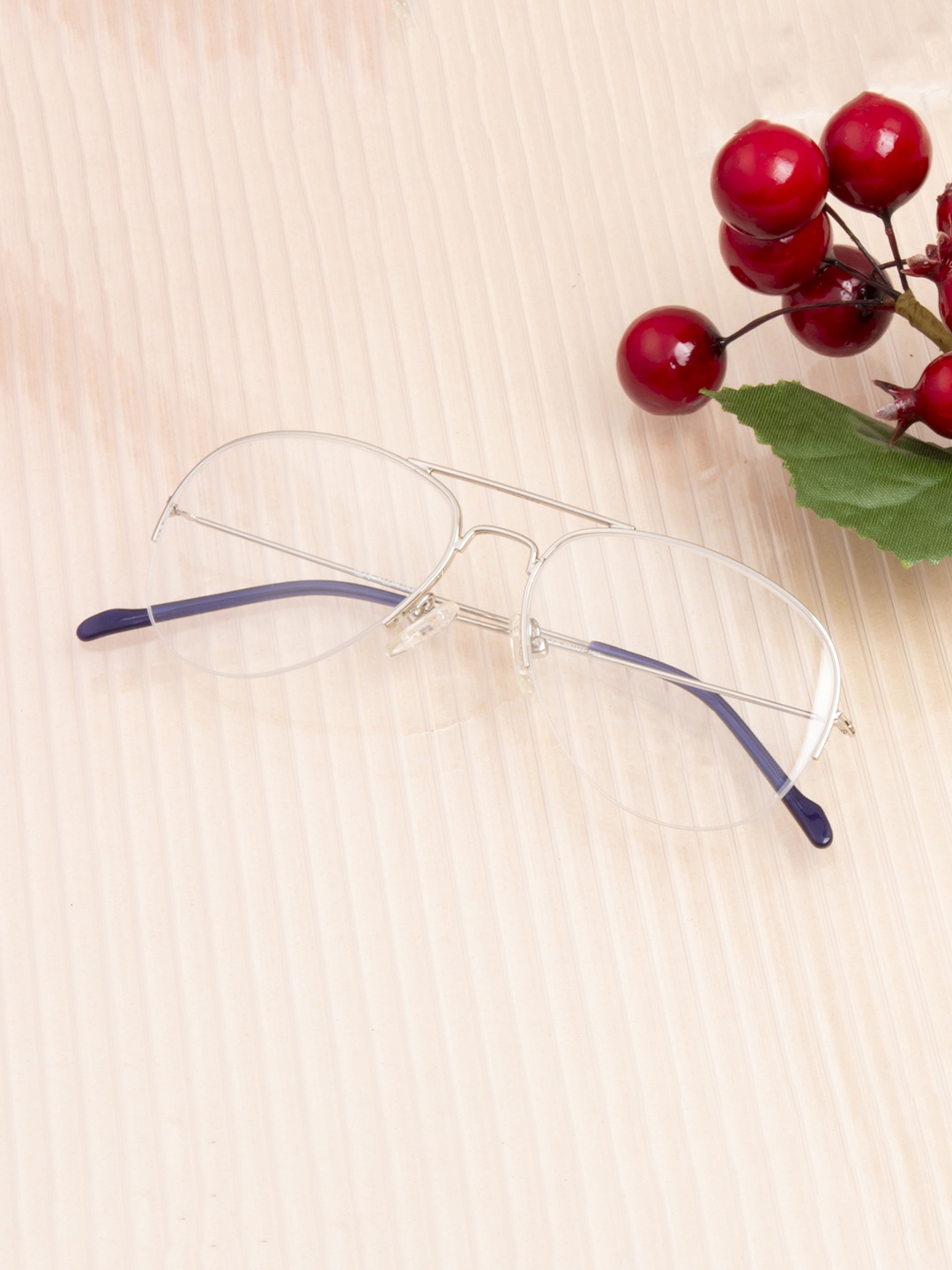 

Ted Smith Unisex Silver Aviator Frames Eyeglasses
