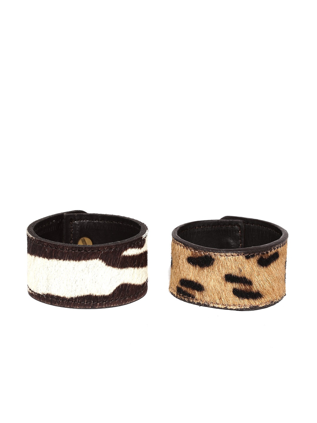 

Blueberry Set of 2 Animal Print Bracelets, Brown