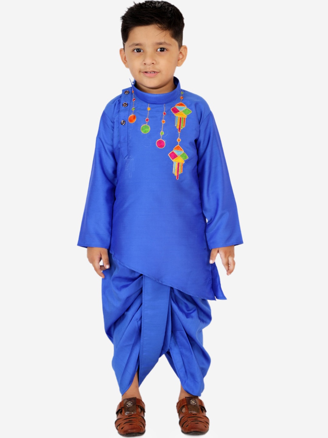 

KID1 Boys Blue & Red Embroidered Angrakha Kurta with Dhoti Pants