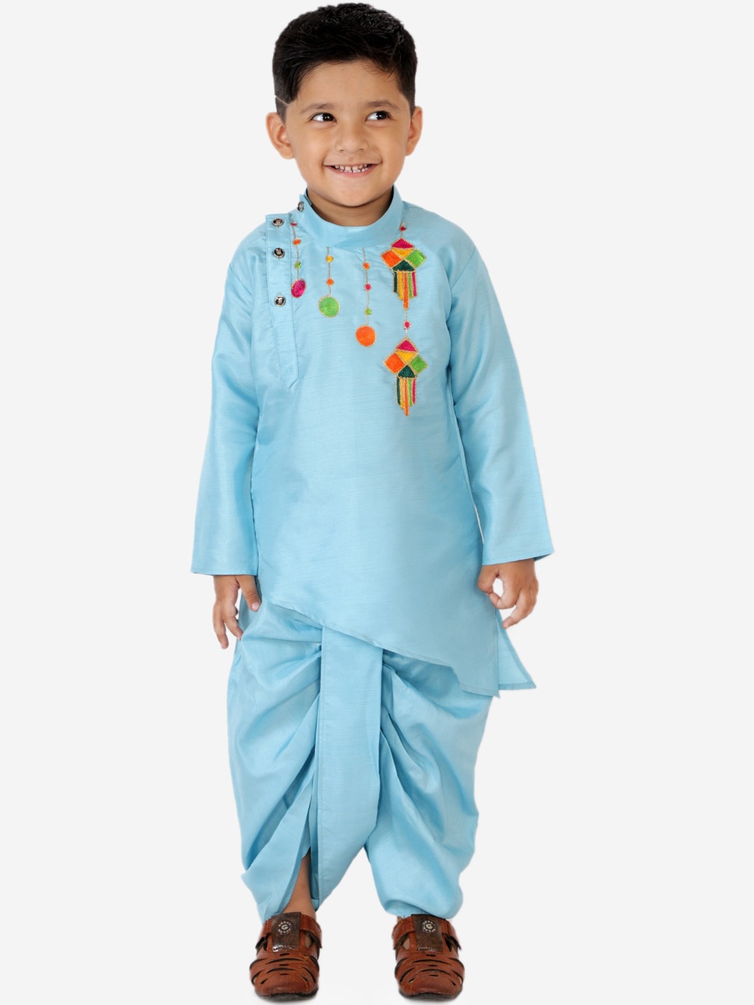 

KID1 Boys Blue Embroidered Regular Kurta With Dhoti Pants