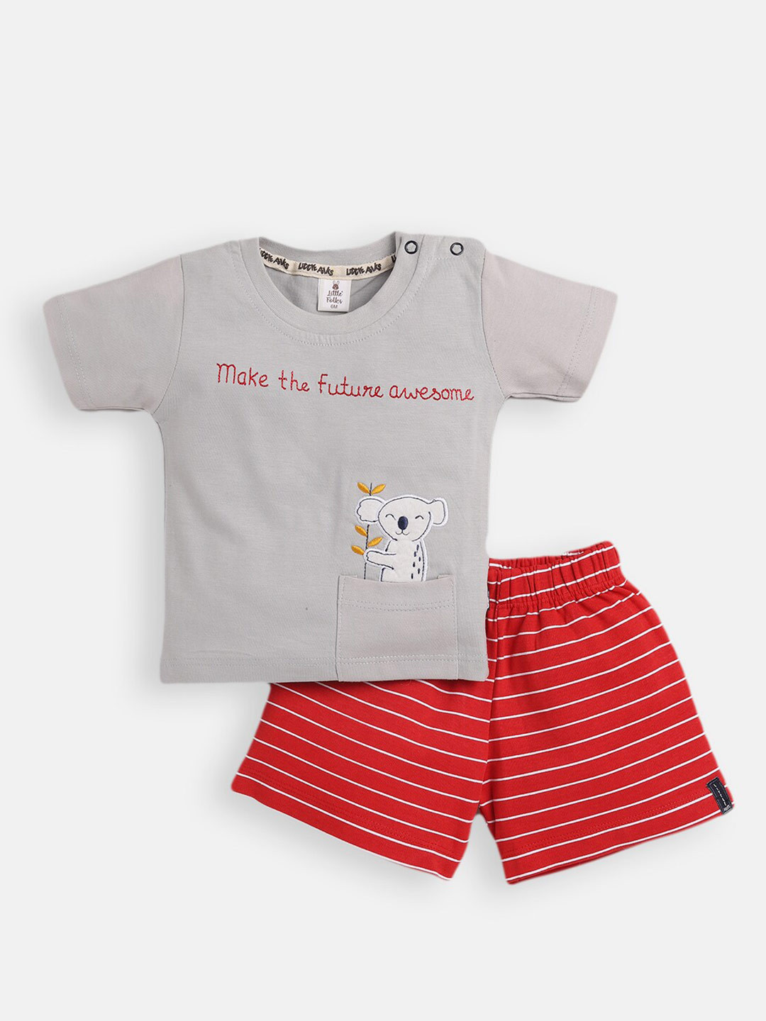 

Little Folks Boys Grey & Red T-shirt with Shorts