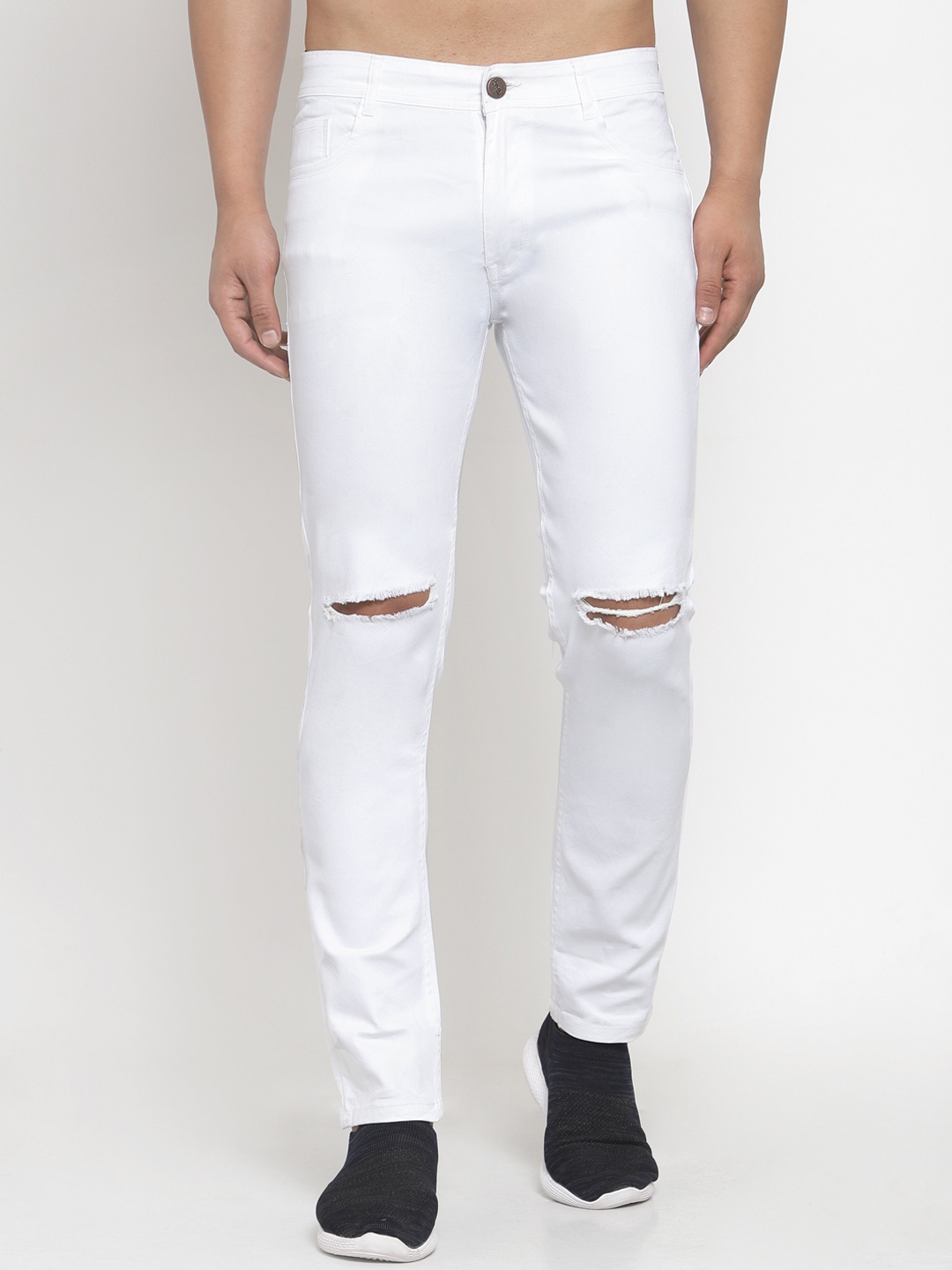 

Xee Men White Slim Fit Slash Knee Jeans