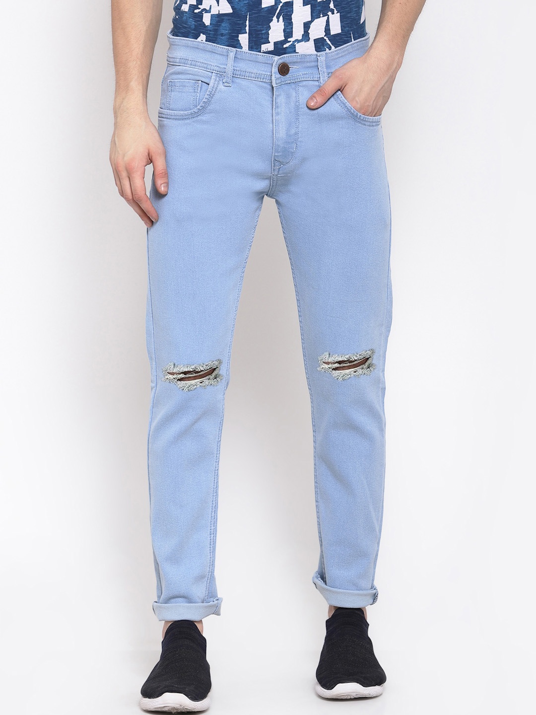 

Xee Men Blue Slim Fit Mid Rise Slash Knee Jeans