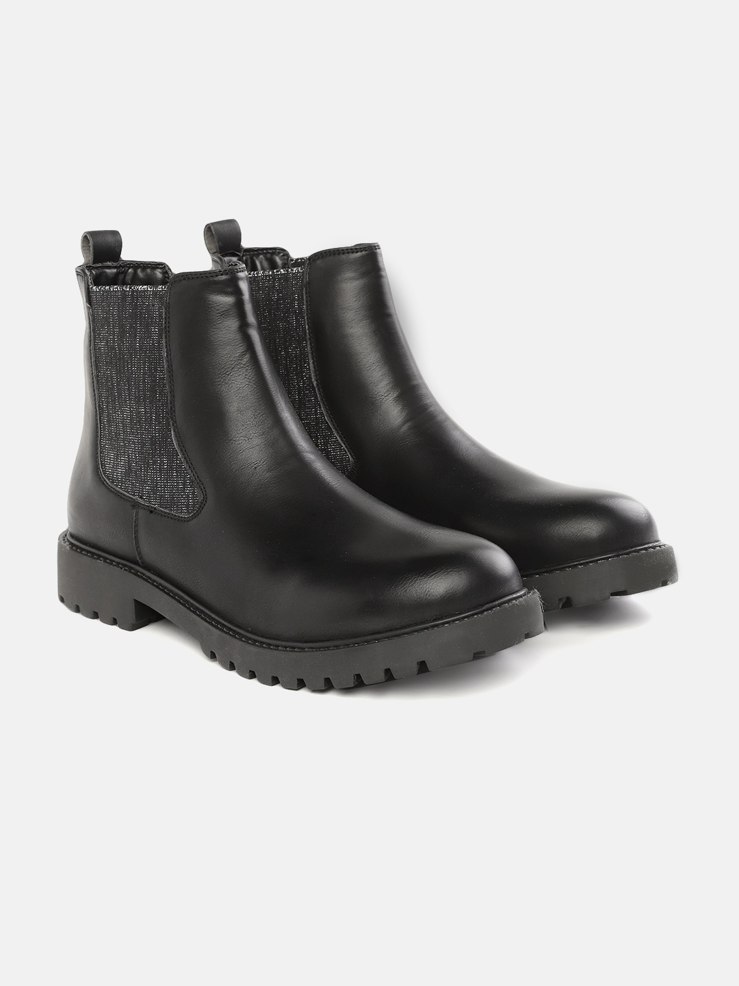 

DressBerry Women Black Solid Mid-Top Chelsea Boots