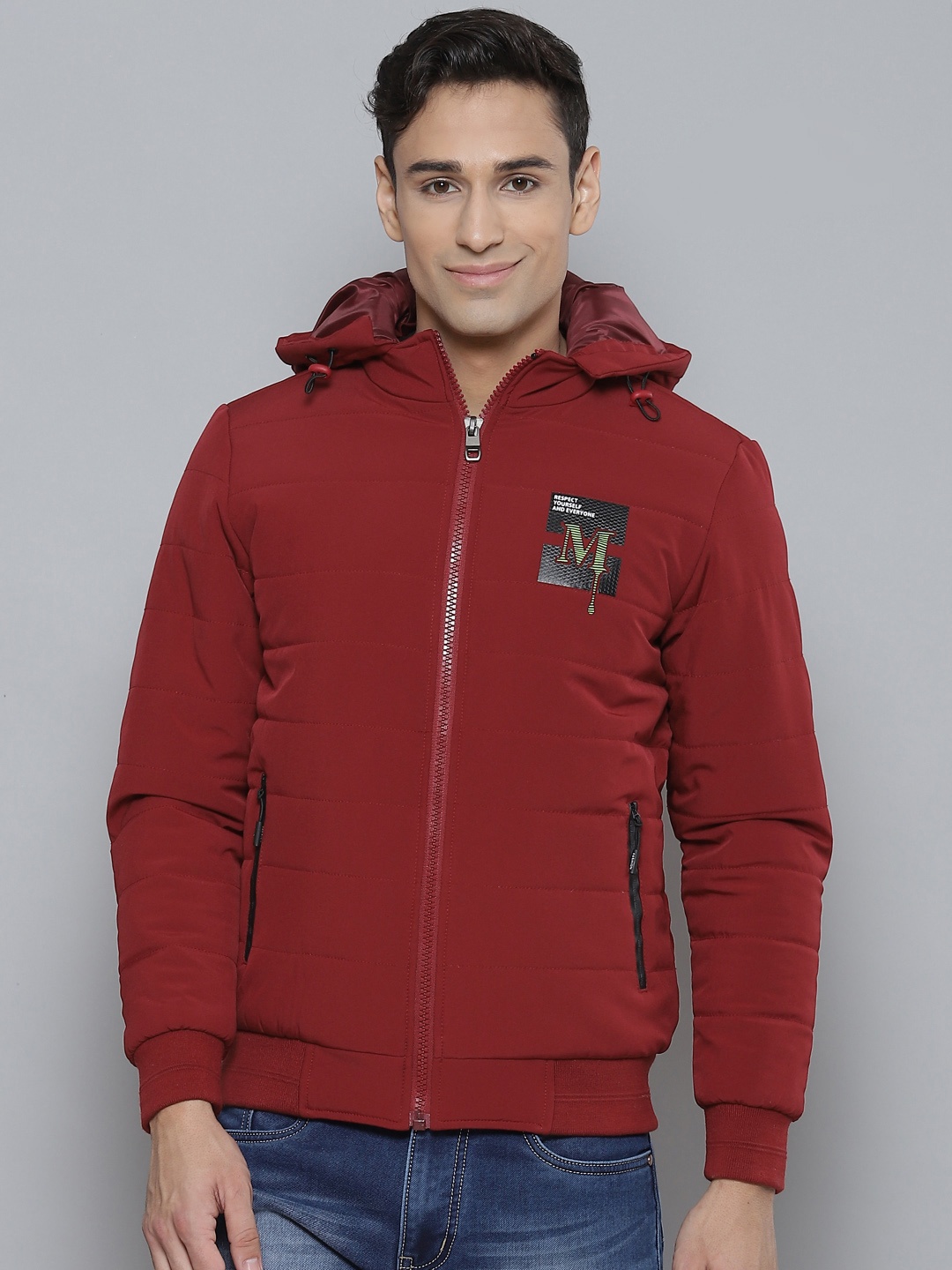 

Fort Collins Men Maroon Hooded Bomber Jacket