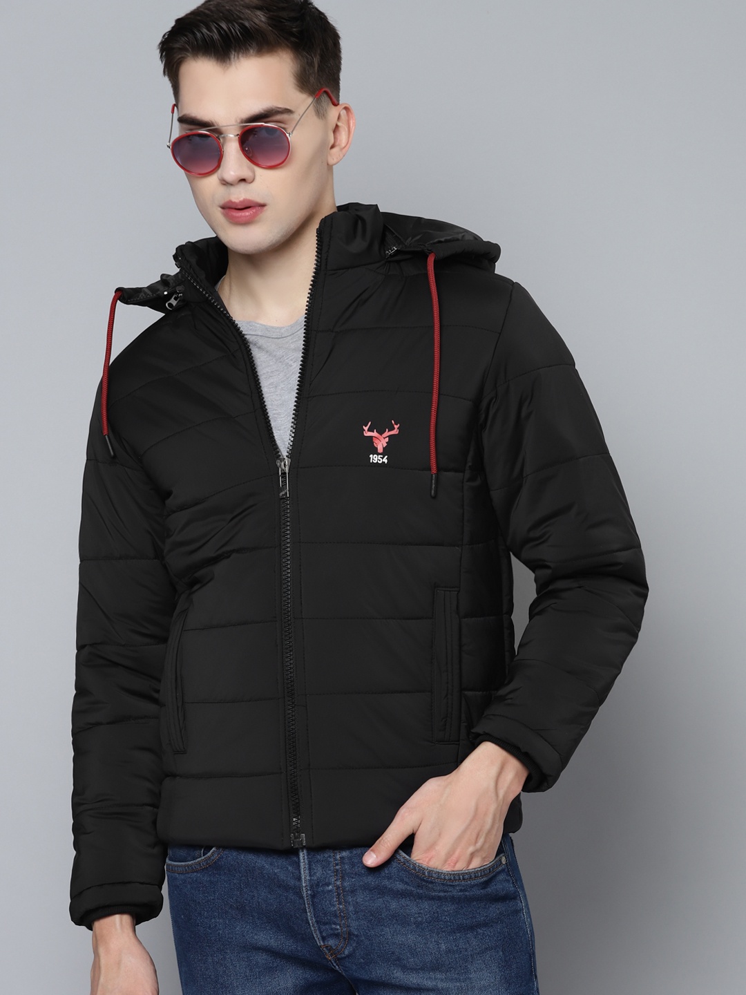 

Foreign Culture By Fort Collins Men Black Padded Jacket with Detachable Hood