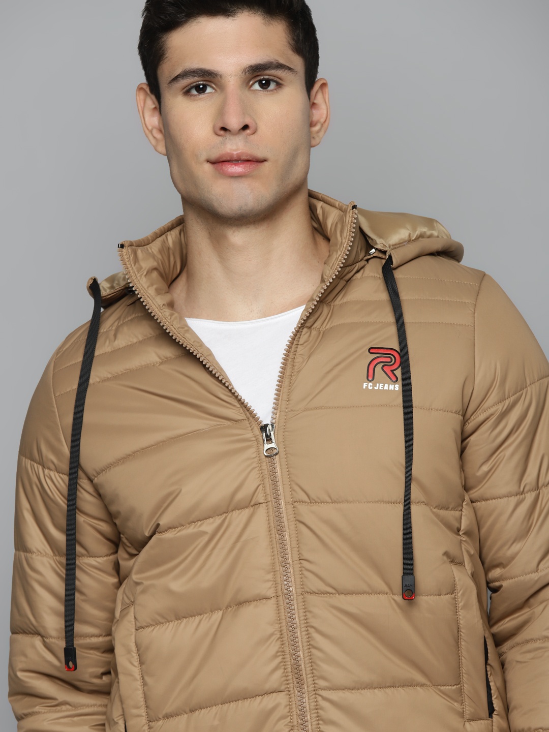 

Fort Collins Men Khaki Solid Padded Detachable Hood Jacket